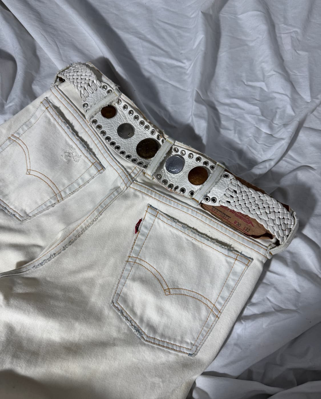 Rapture 코인 스터드 위빙 레더 벨트 상품이미지1