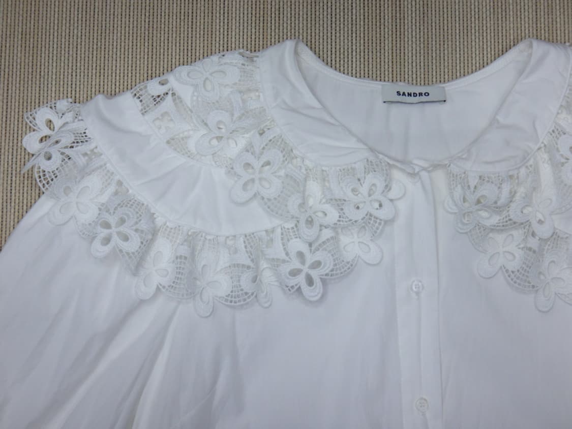 (2size) 산드로 Sandro 코튼 레이스 셔츠 상품이미지5