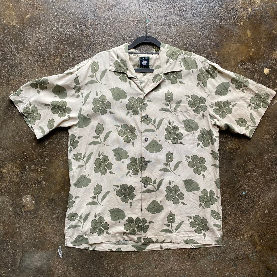 빈티지 실크 하와이안 셔츠 꽃무늬 상품이미지1