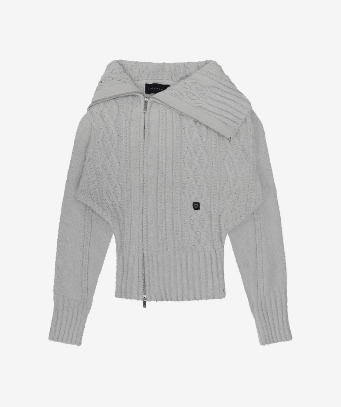 트리밍버드 투웨이 언발란스 오프숄더 니트 집업 (그레이) 상품이미지2