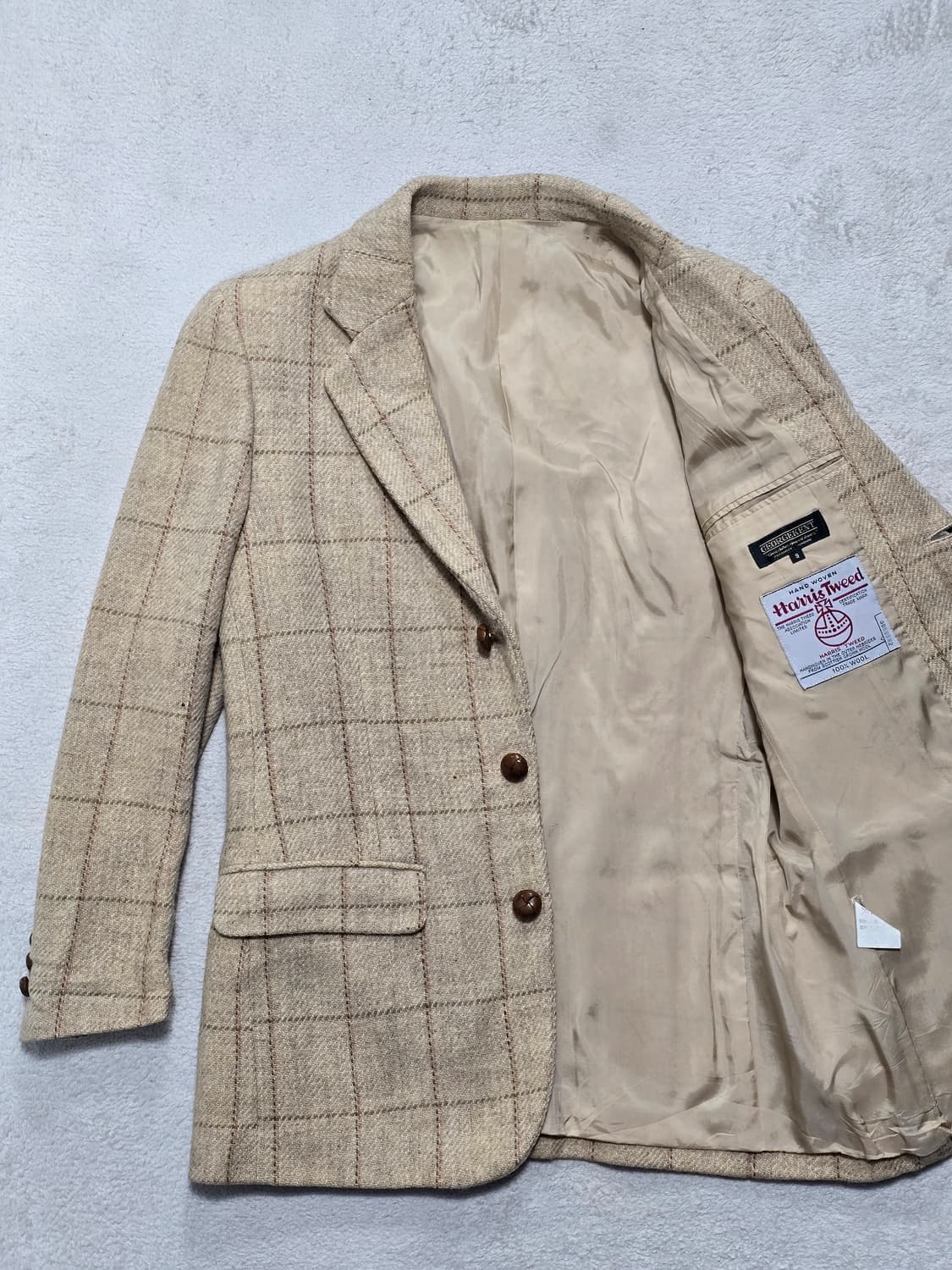 해리스트위드 체크 패턴 트위드 자켓 S 상품이미지2