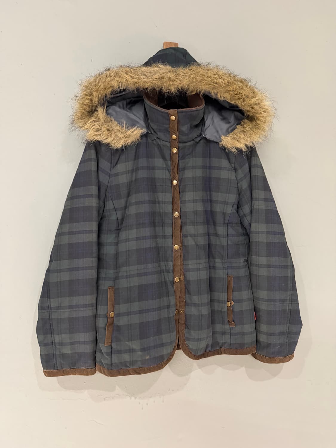 check pattern fur trimming jacket 상품이미지6