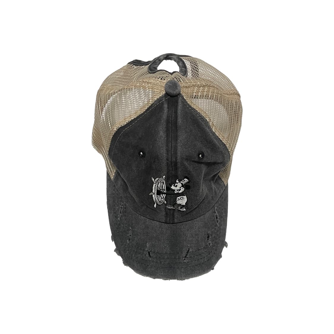 미키마우스 데미지 블랙 워시드 메쉬캡 모자 상품이미지2