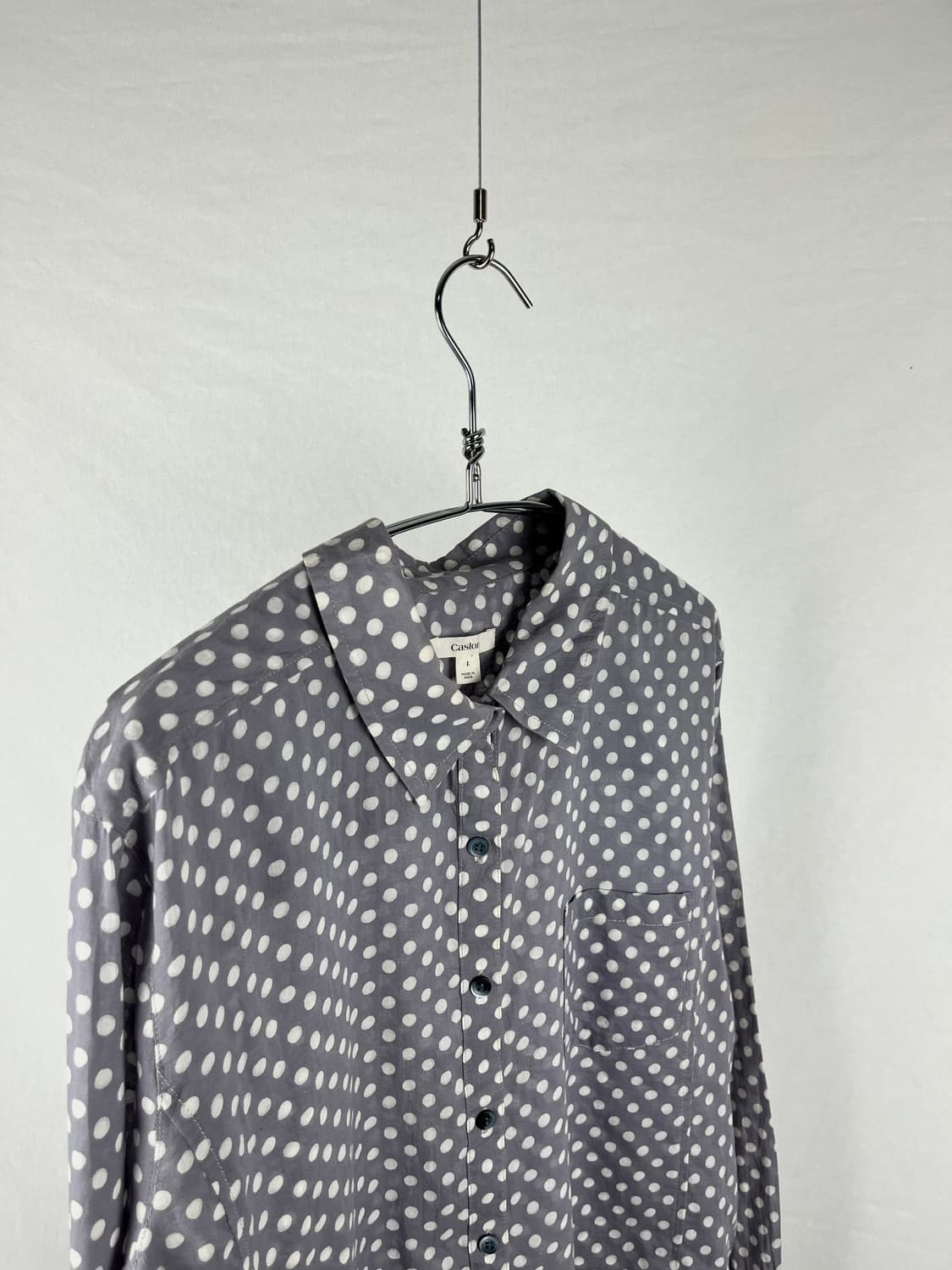 Vintage 퍼플컬러 도트 패턴 셔츠 상품이미지2