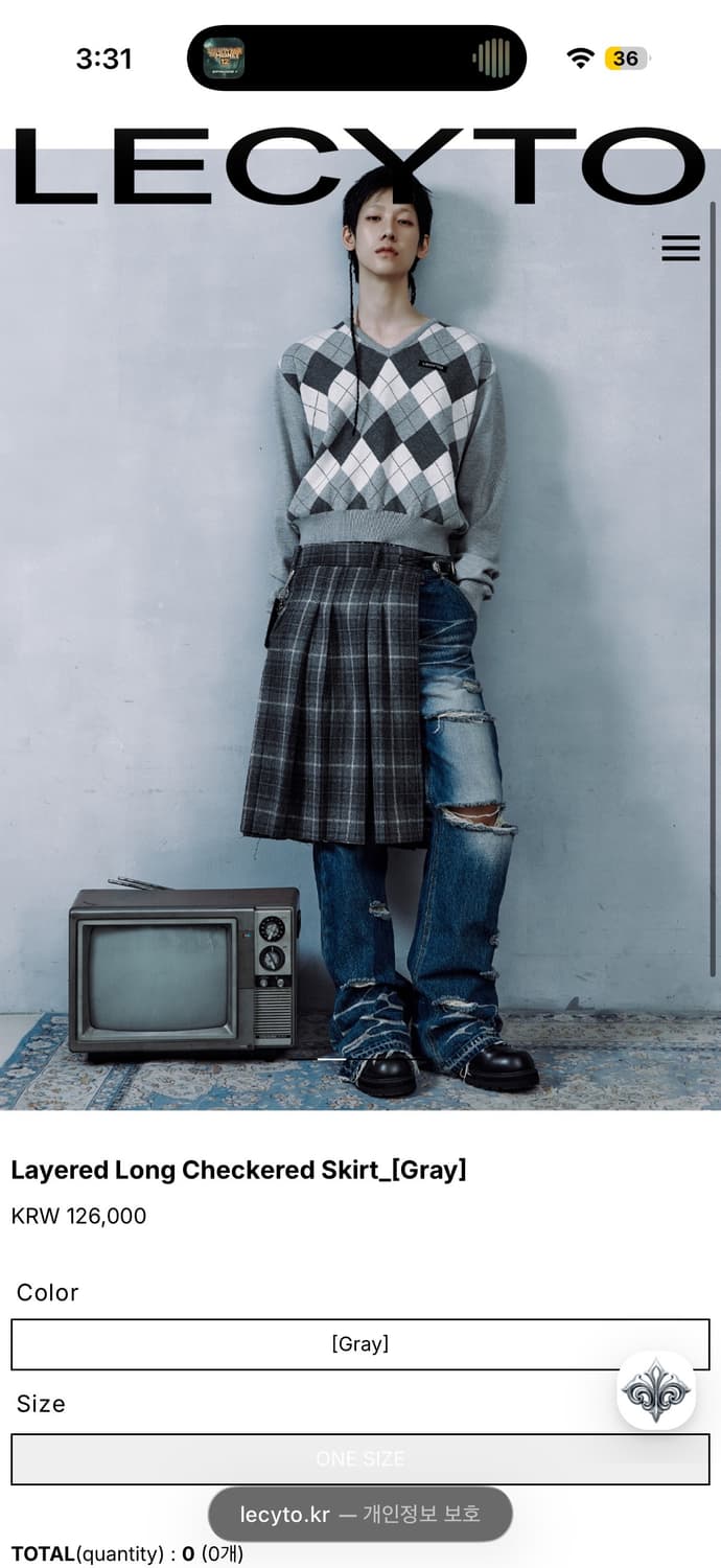 레씨토 체크 롱 스커트 그레이 상품이미지1