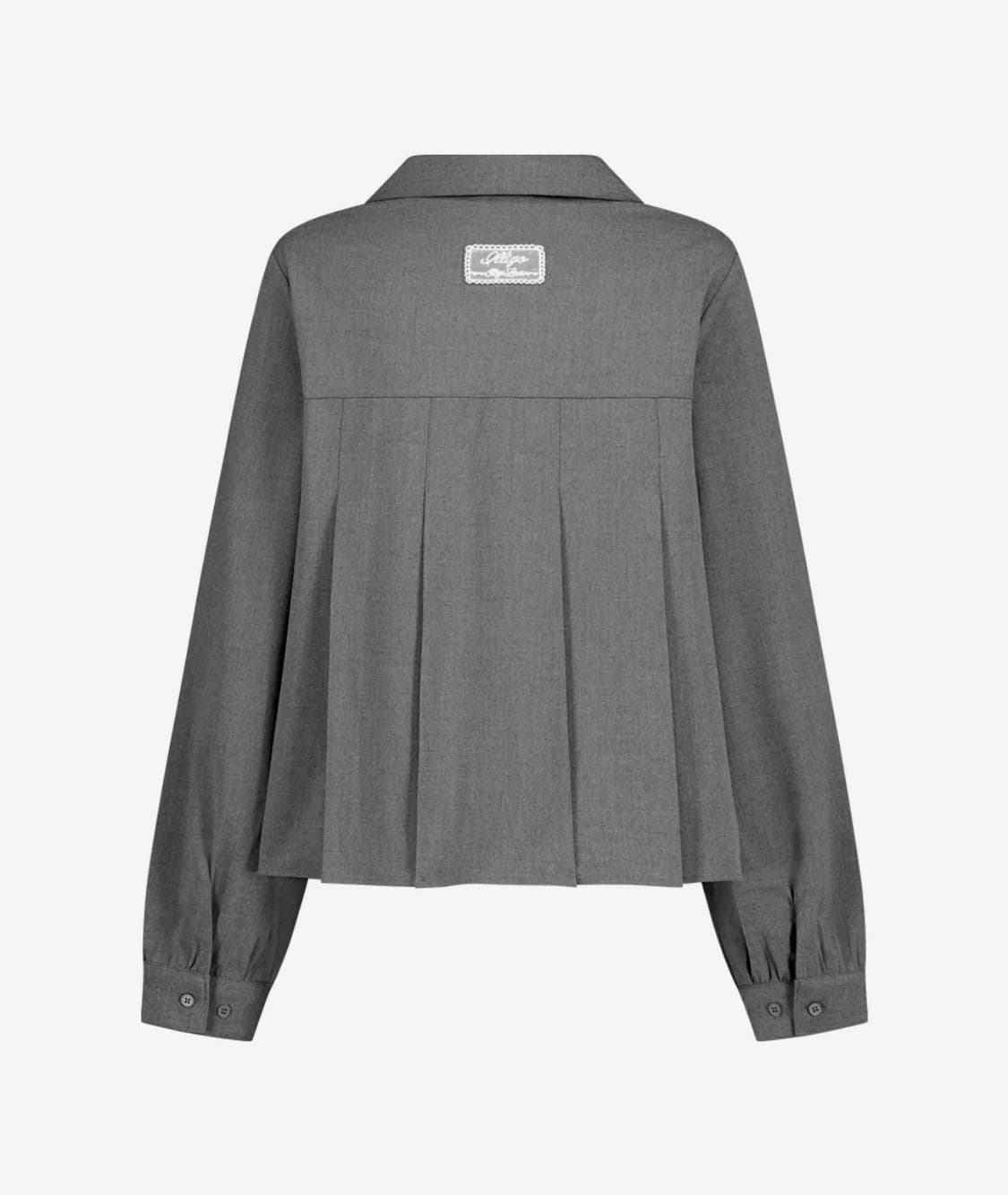 (택o 새상품) 일리고 리본 플리츠 블라우스 그레이 상품이미지3