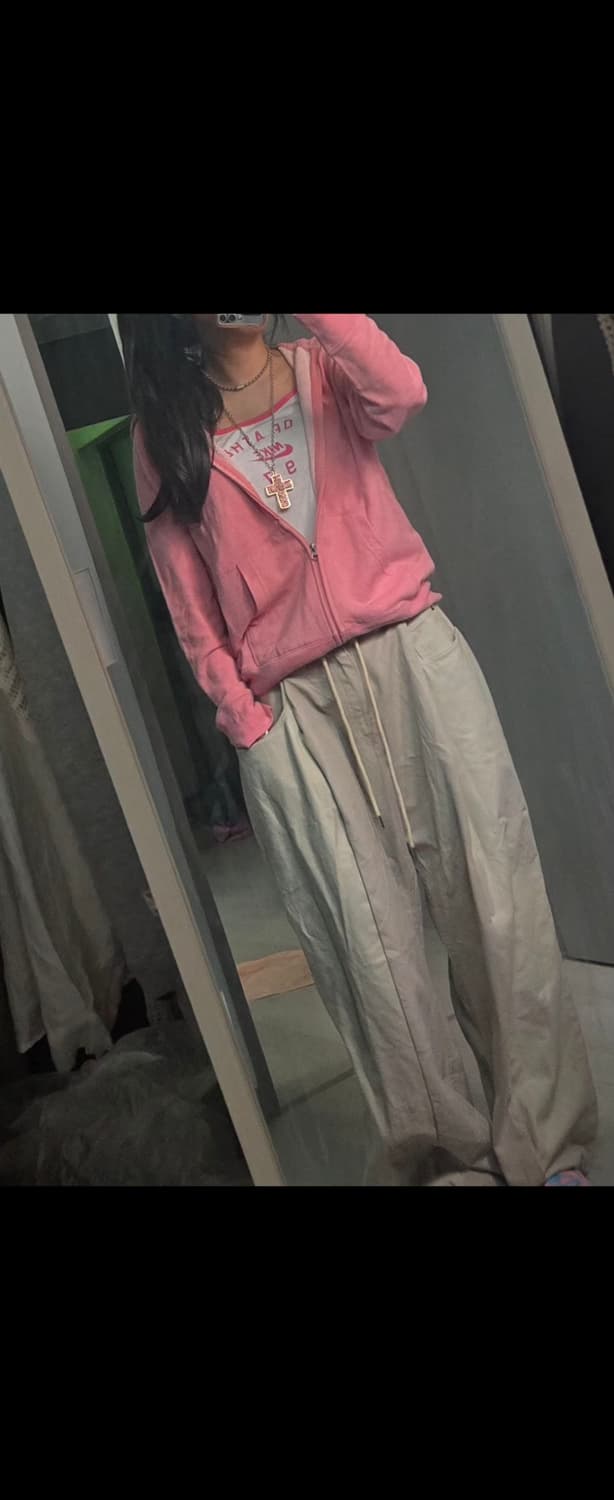 핑크후드집업+나이키핑크나시 상의셋 코코모리 상품이미지4