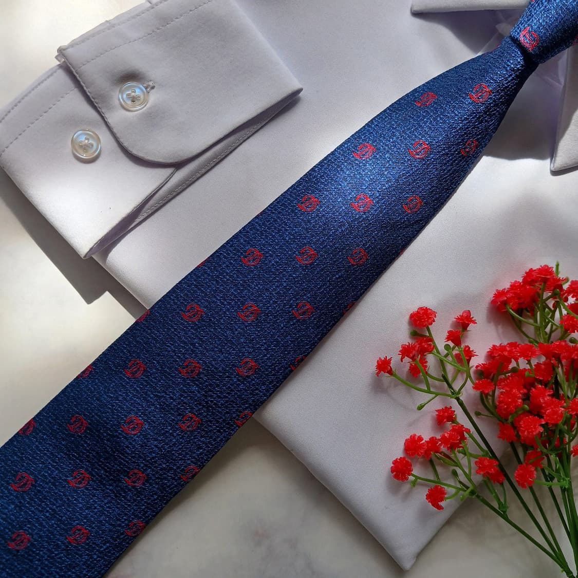 에스.티. 듀퐁 네이비 로고 패턴 넥타이 8cm S~A+등급 E952 상품이미지5
