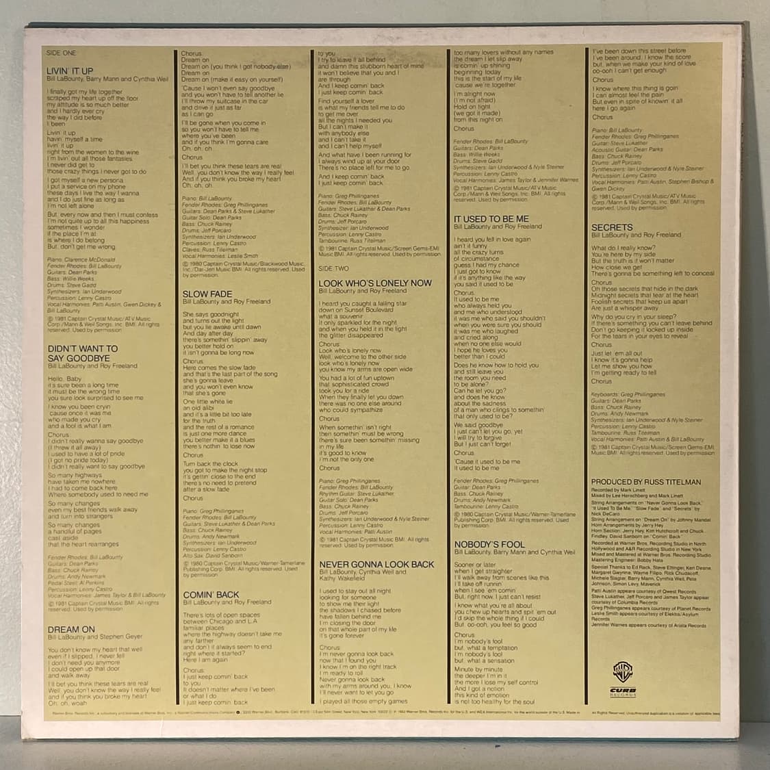 (중고LP-팝록) Bill LaBounty -Bill LaBounty 상품이미지2