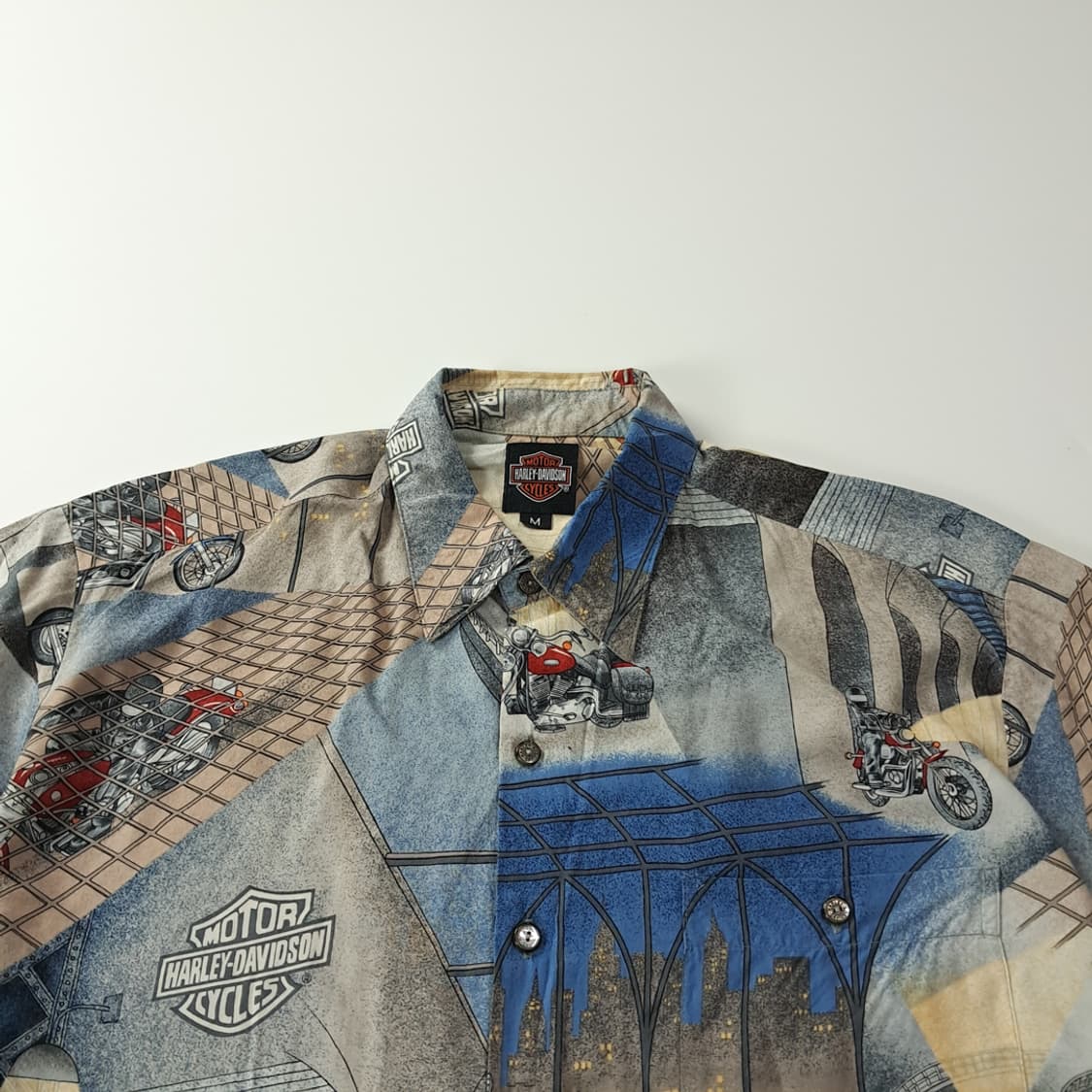 CK233 M 할리데이비슨x토리리처드 90s 미국판 비스코스 알로하 셔 상품이미지2
