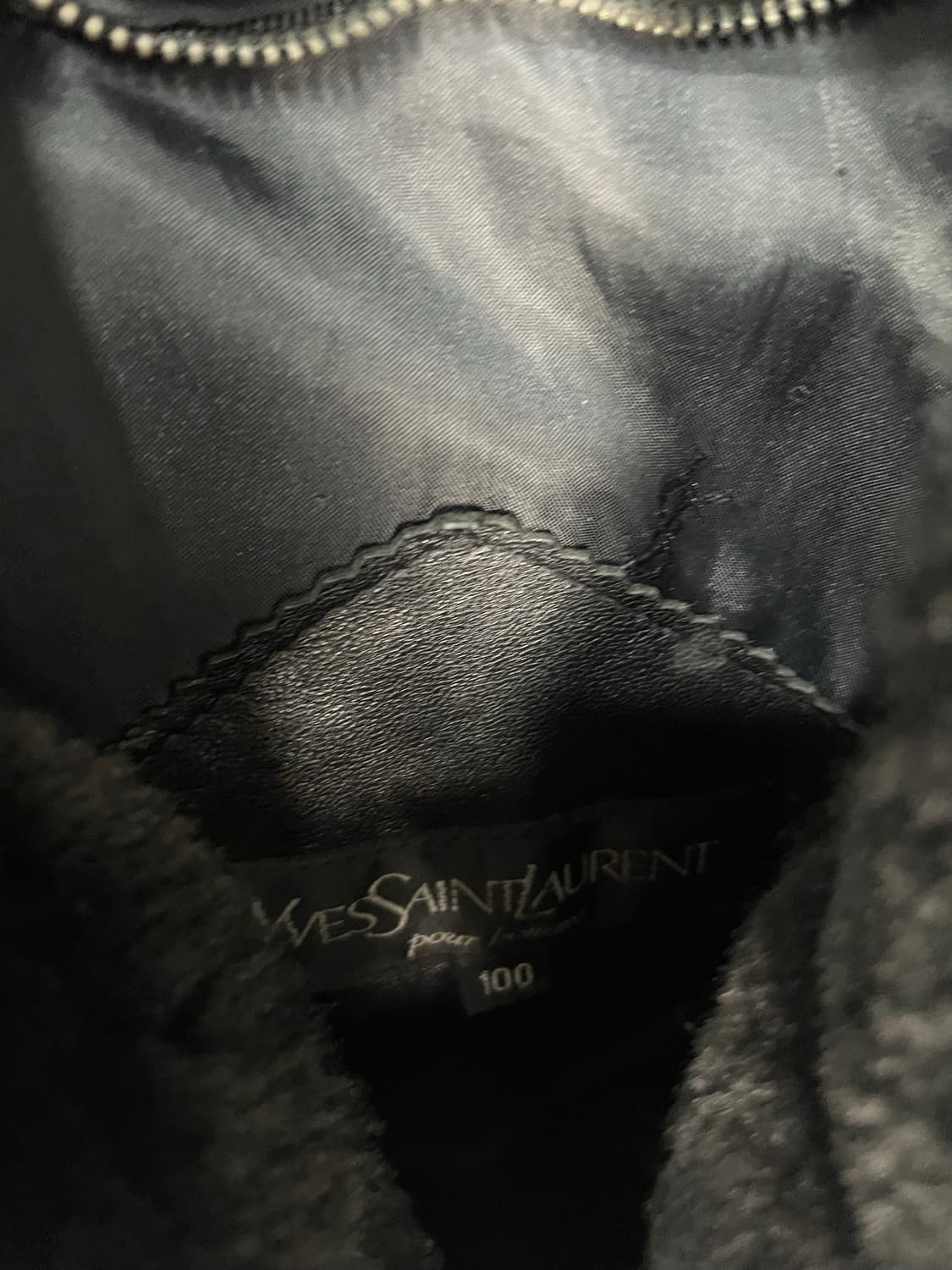 입생로랑 블랙 가죽 무스탕 자켓 H1399 상품이미지5