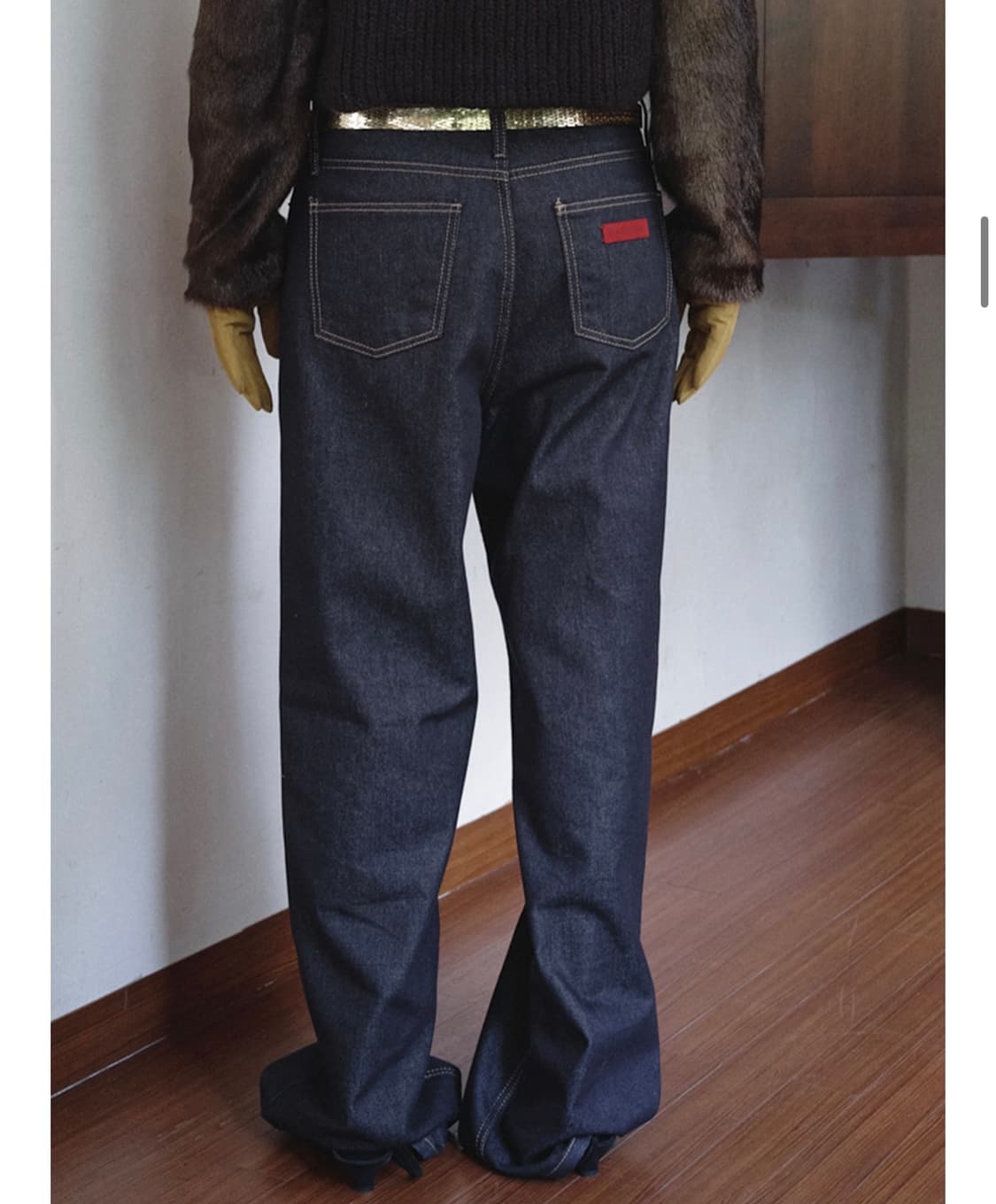 오버듀플레어 raw wide denim, navy 1 상품이미지2