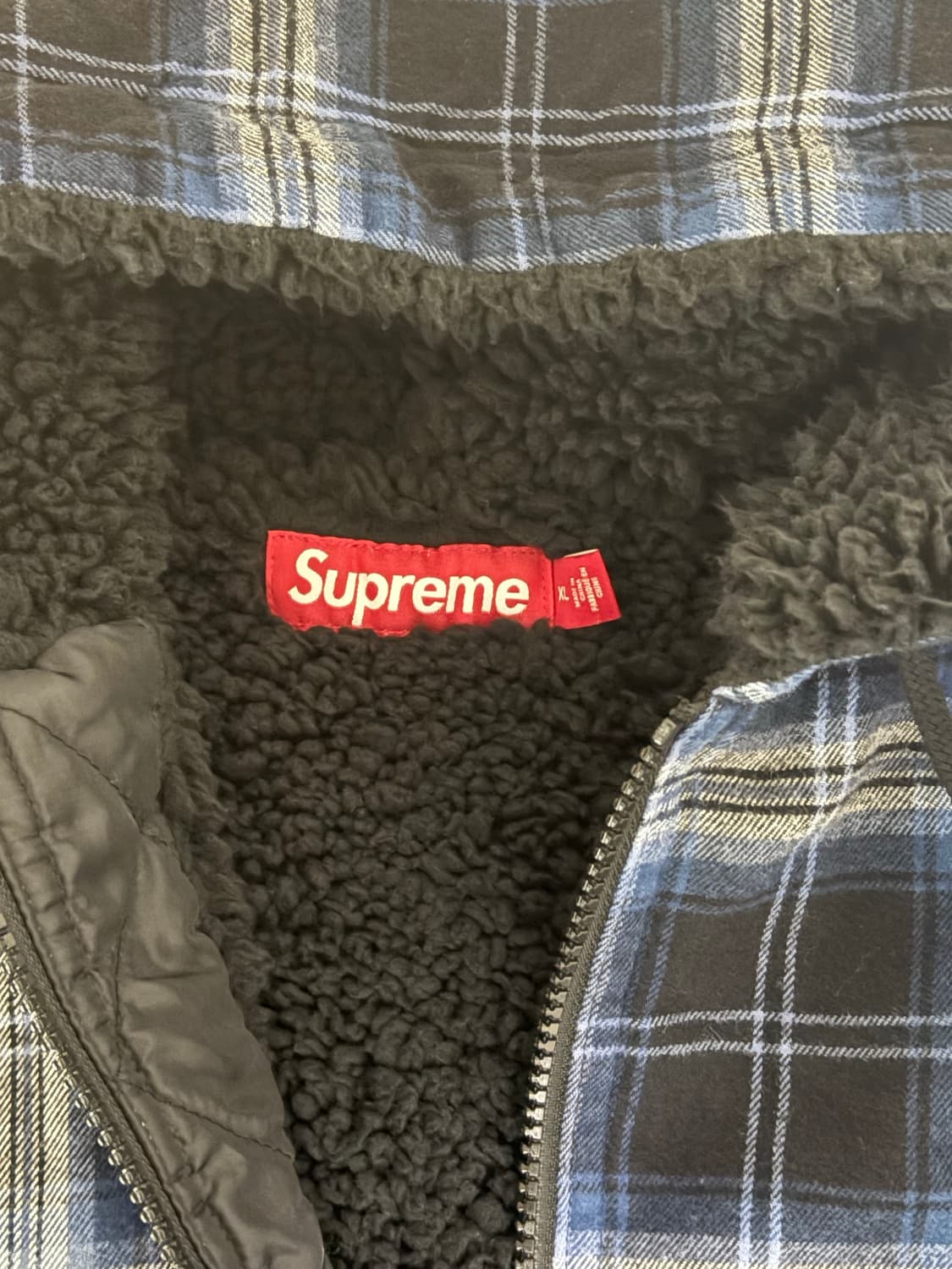 슈프림 라인드 집업 후드 플란넬 셔츠 블랙 xl 상품이미지4