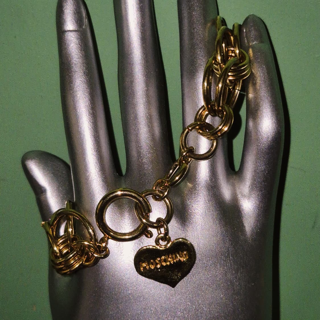 90s 모스키노 사슬 라운드 볼드 하트 팔찌 상품이미지5