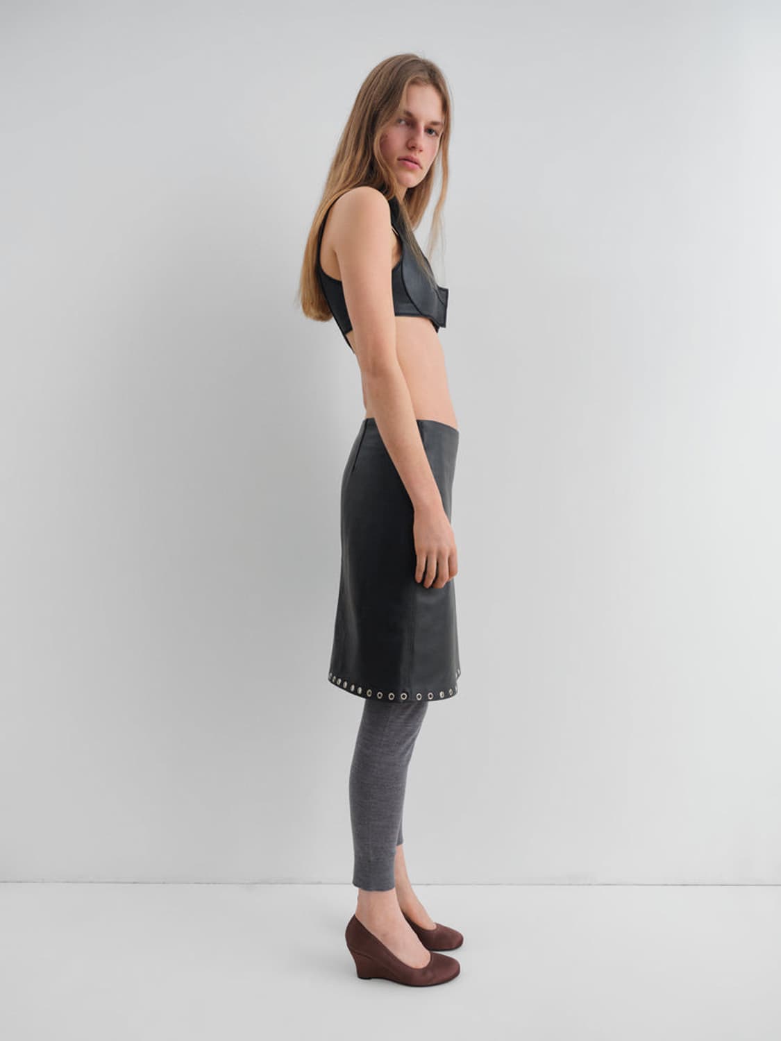 [S,M]기마구아스 Eyelets 아일렛 레더 스커트 상품이미지5