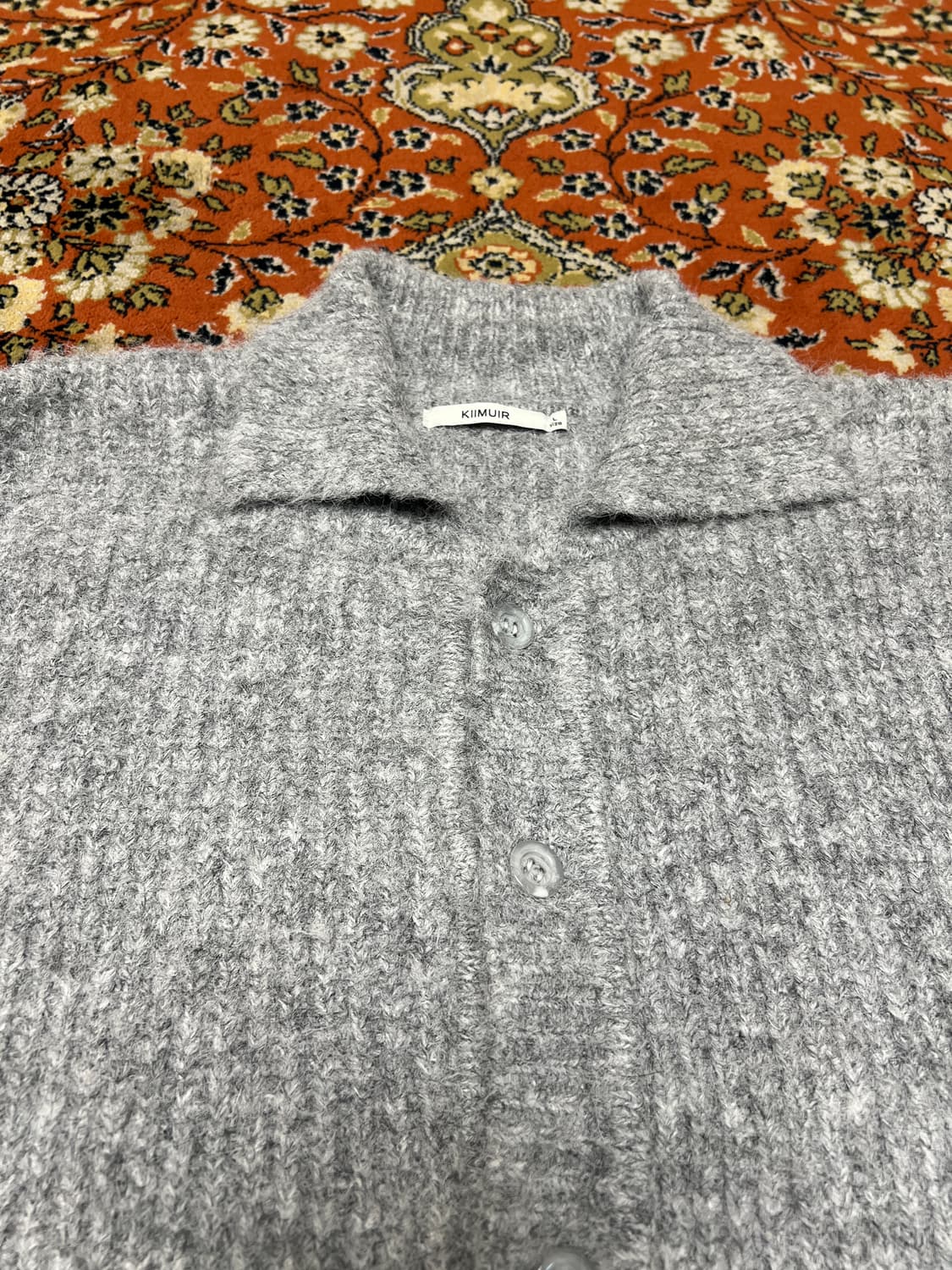 [L] 키뮤어 부클 울 카라 가디건 그레이 상품이미지4