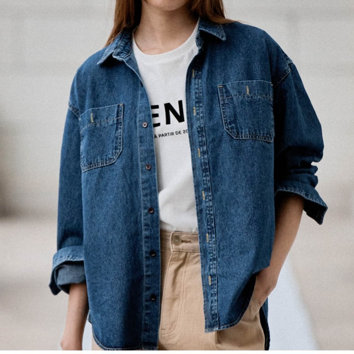 시엔느 청 데님 셔츠 남방 상품이미지1