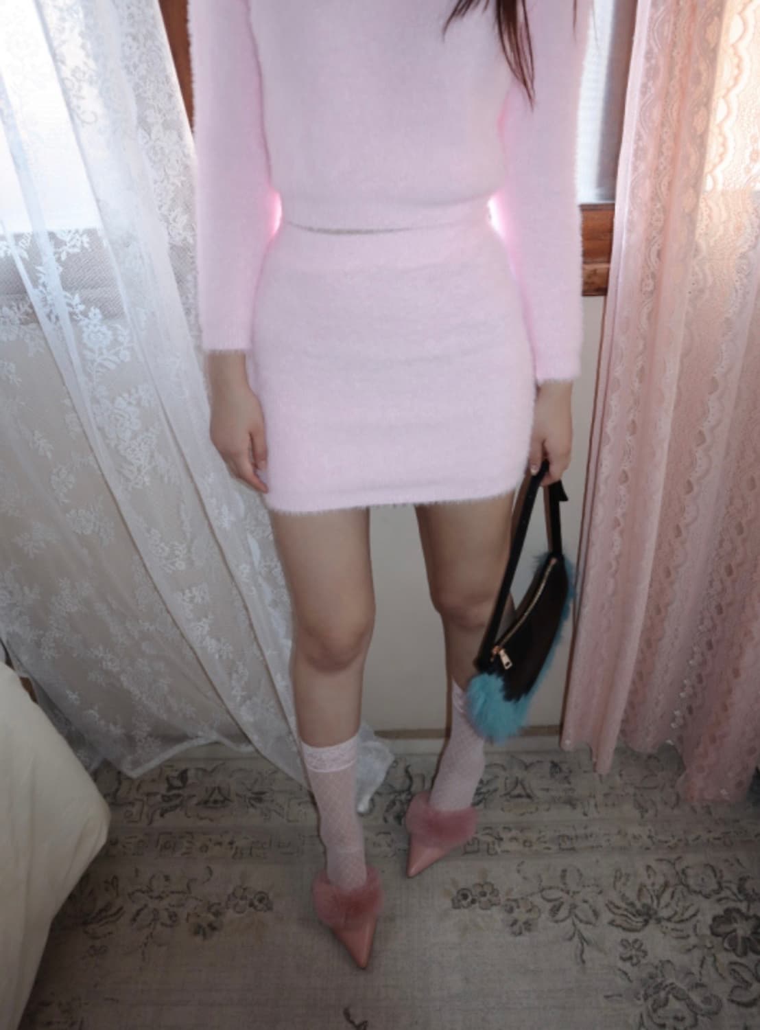 클라따 pink bell shoes 핑크(분홍) 퍼 구두 슈즈 상품이미지2