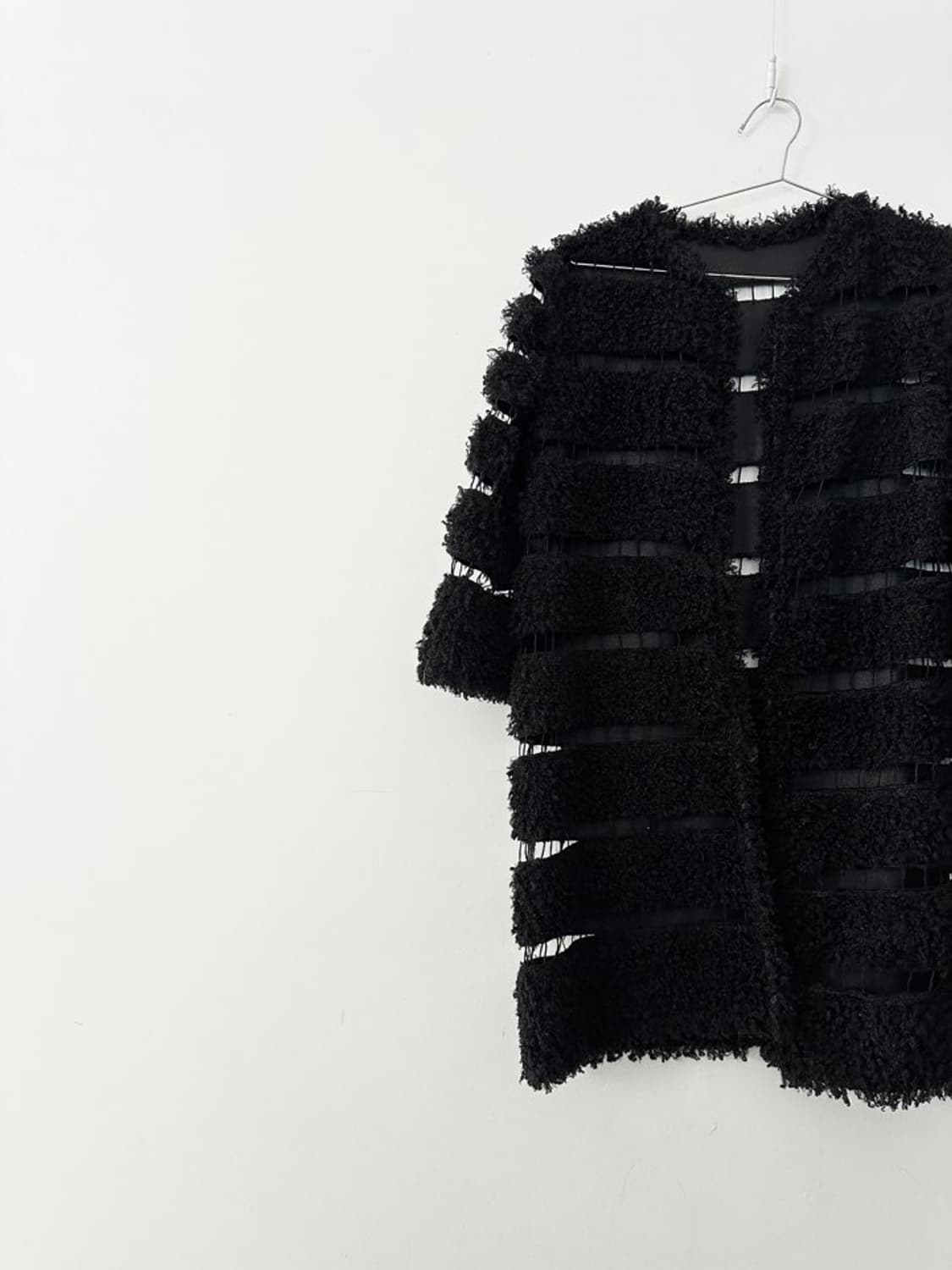 Connection fur open cardigan / black 상품이미지2