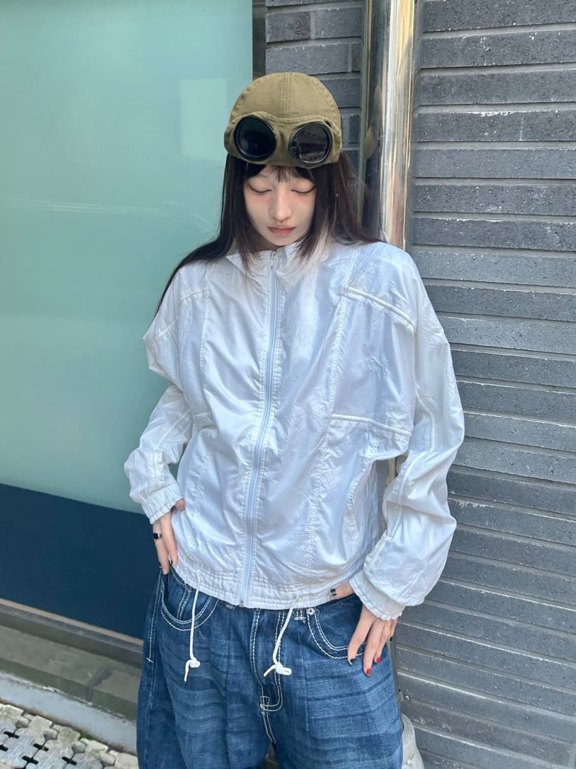 90s PUMA 화이트 크롭 윈드브레이커 상품이미지1