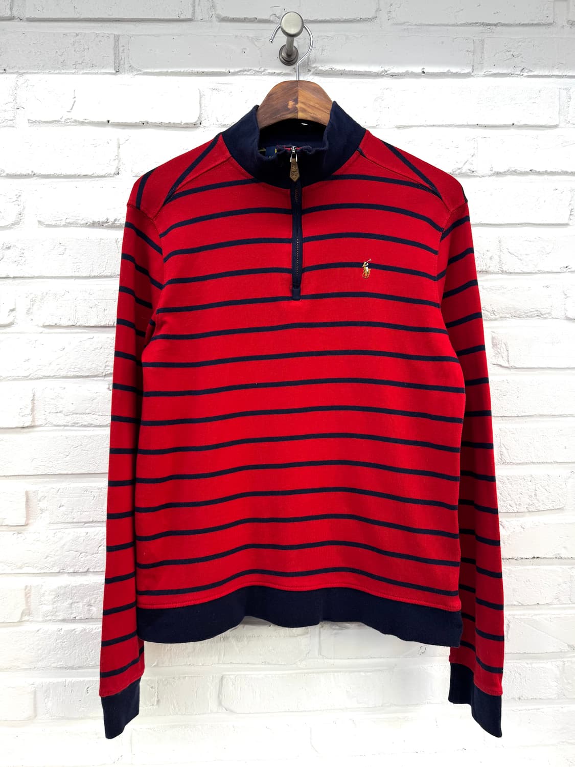 폴로 레드블루 스트라이프 반집업 스웻셔츠 상품이미지3