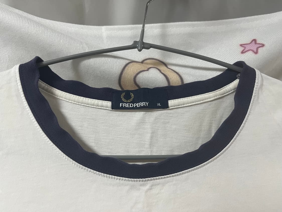 프레드페리 화이트 네이비 링거티 XL 상품이미지2