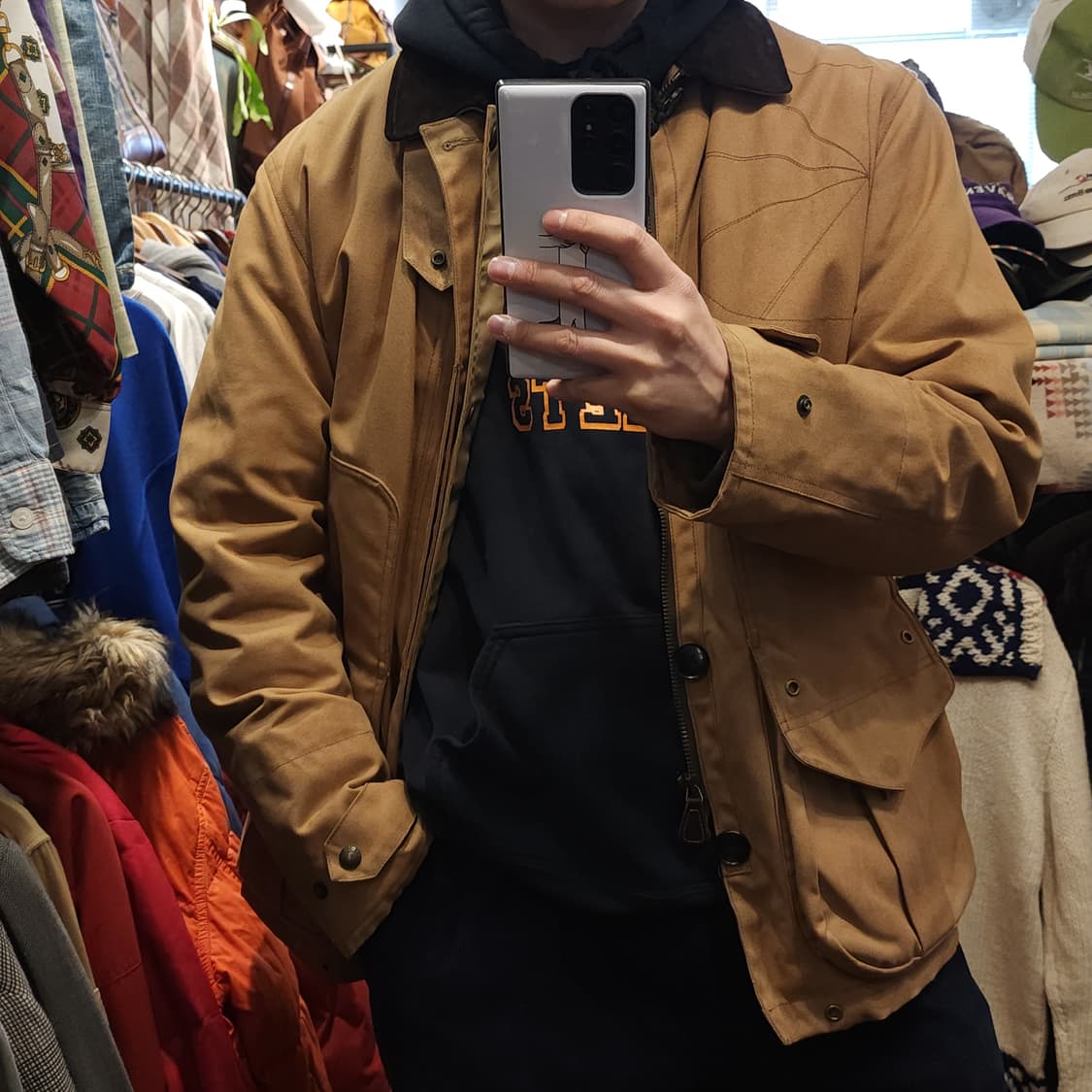 90s 폴로 헌팅자켓 랄프로렌 하드 캔버스 레더 왁스자켓 L 상품이미지10