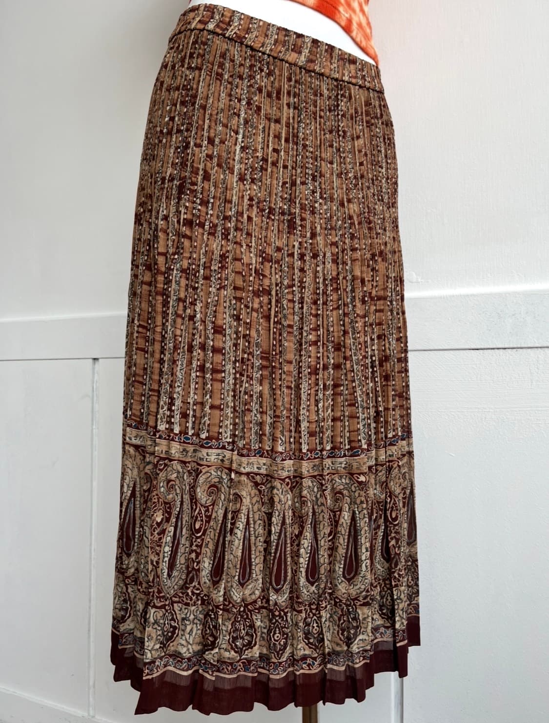 *SALE) 카키브라운 패턴 패치 롱 스커트 상품이미지2