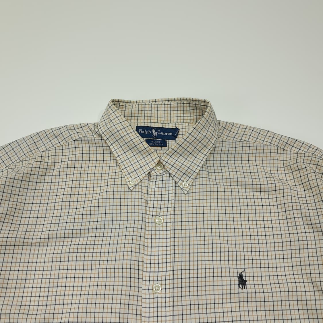 CL943 XL 폴로 90s 홍콩판 네이비브라운 마이크로체크 셔츠 상품이미지2