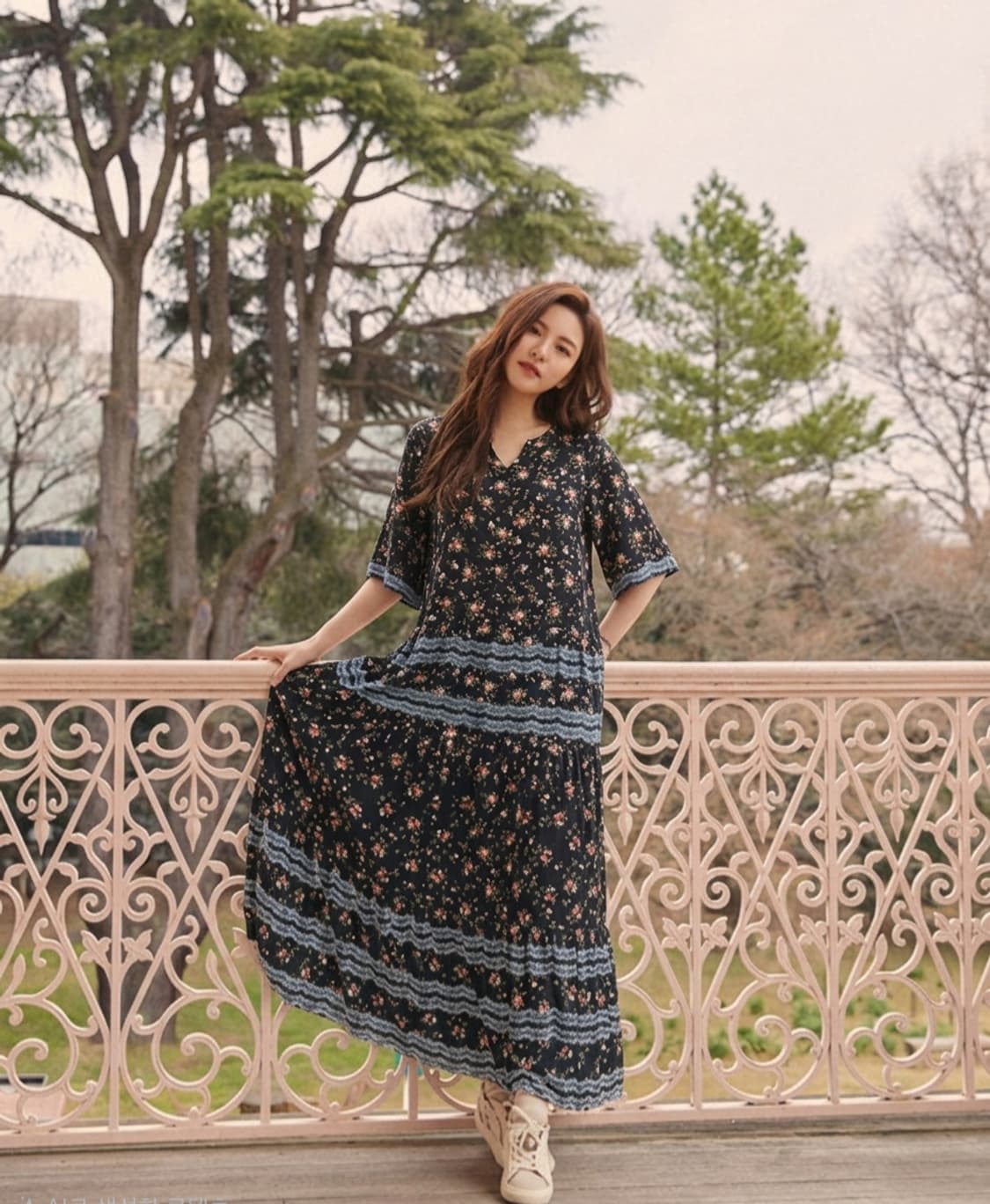 써스데이아일랜드 플라워패턴 맥시롱원피스 M사이즈 상품이미지1