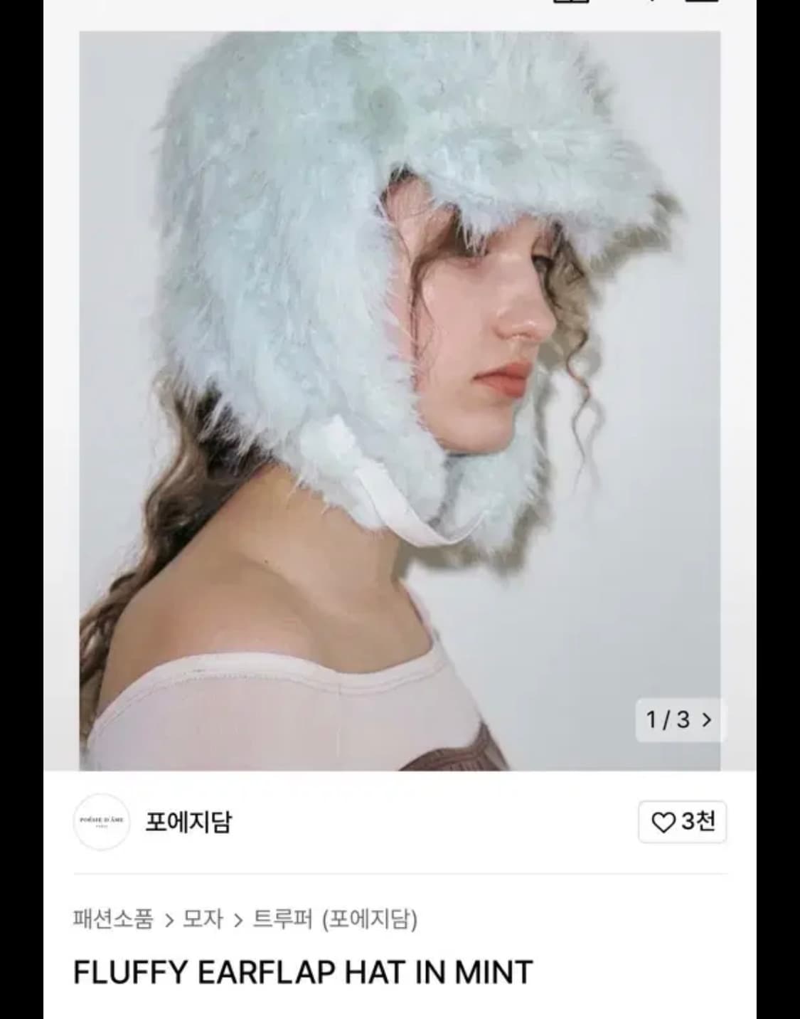 포에지담 FLUFFY EARFLAP HAT IN MINT 상품이미지1