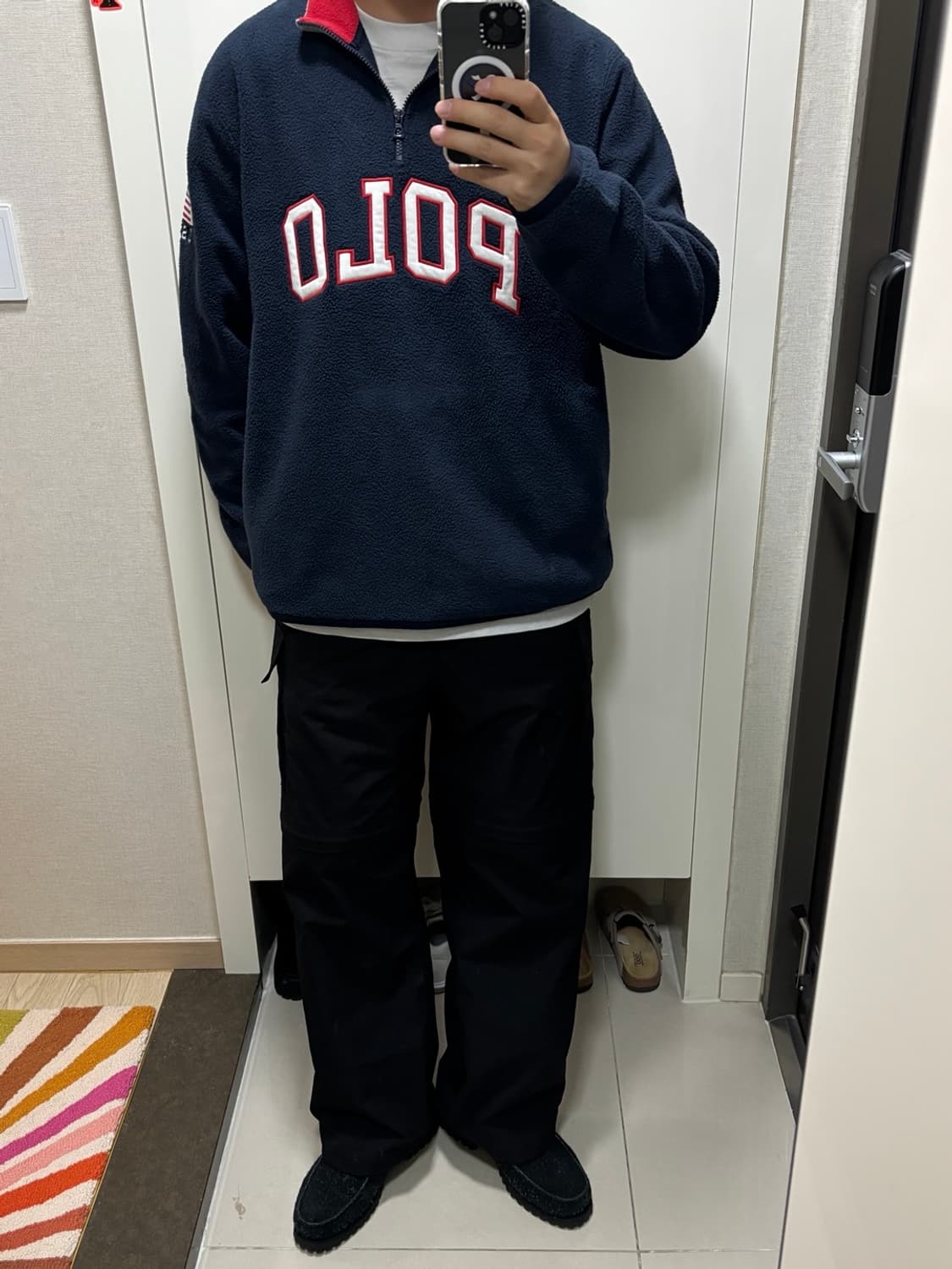 폴로 성조기 자수 플리스 하프집업 네이비 XL 상품이미지9