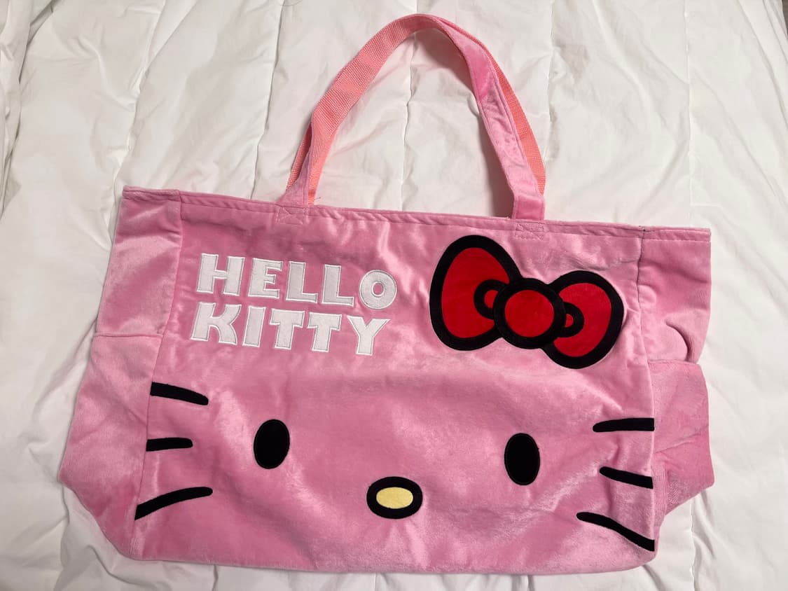 헬로키티 핑크 벨벳 가방 토트백 상품이미지1