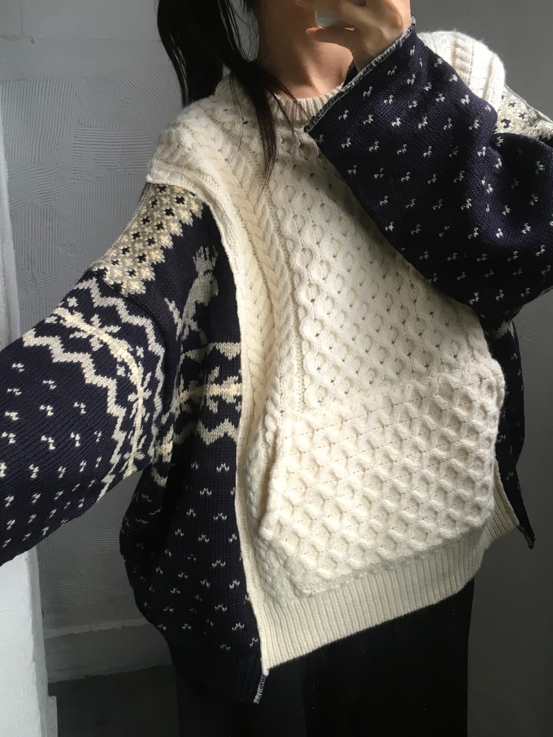 77circa 나나서카 패턴 피셔맨 니트  상품이미지3