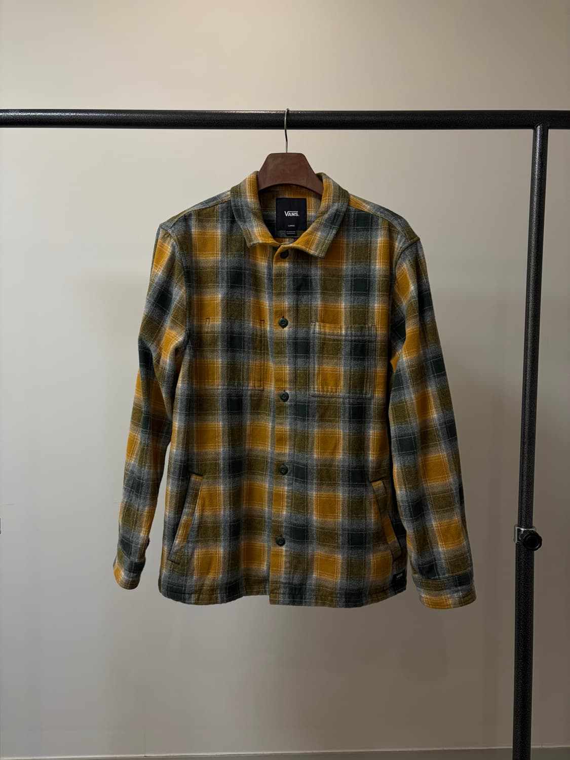 (L) Vans 반스 클래식핏 옐로우 체크 플란넬 셔츠 상품이미지1