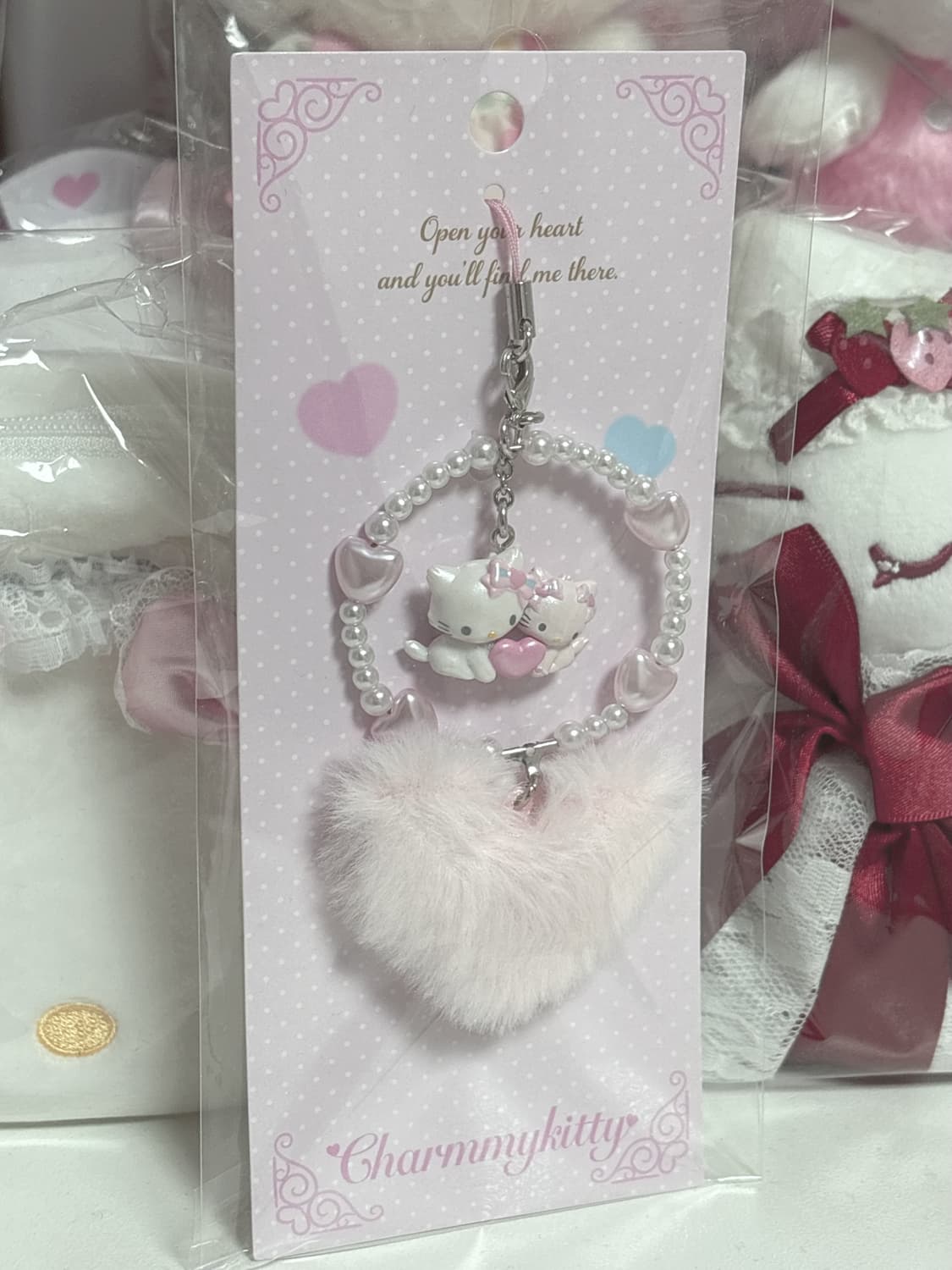 후와후와 하트 시리즈 스트랩 챠미키티 상품이미지1