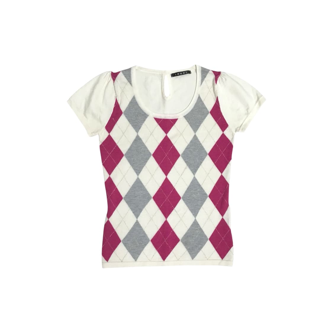 ingni 잉그니 아가일 니트 반팔 탑 로걀 상품이미지2