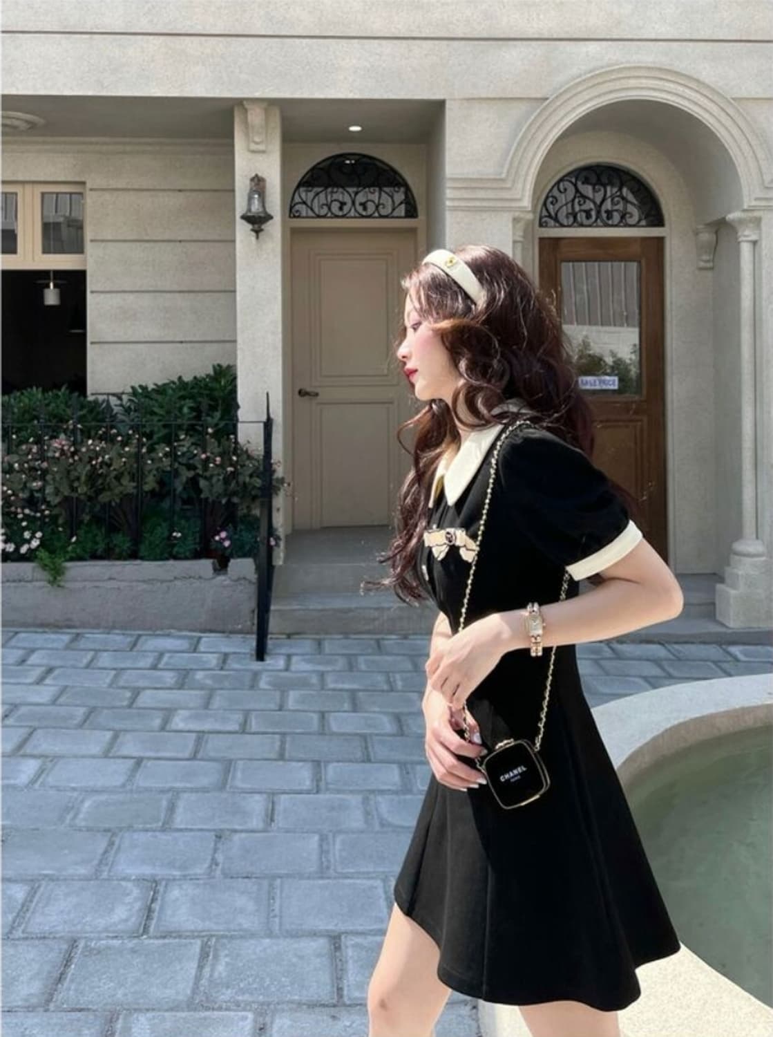 미니 니트 원피스 브롯지 블랙 상품이미지4