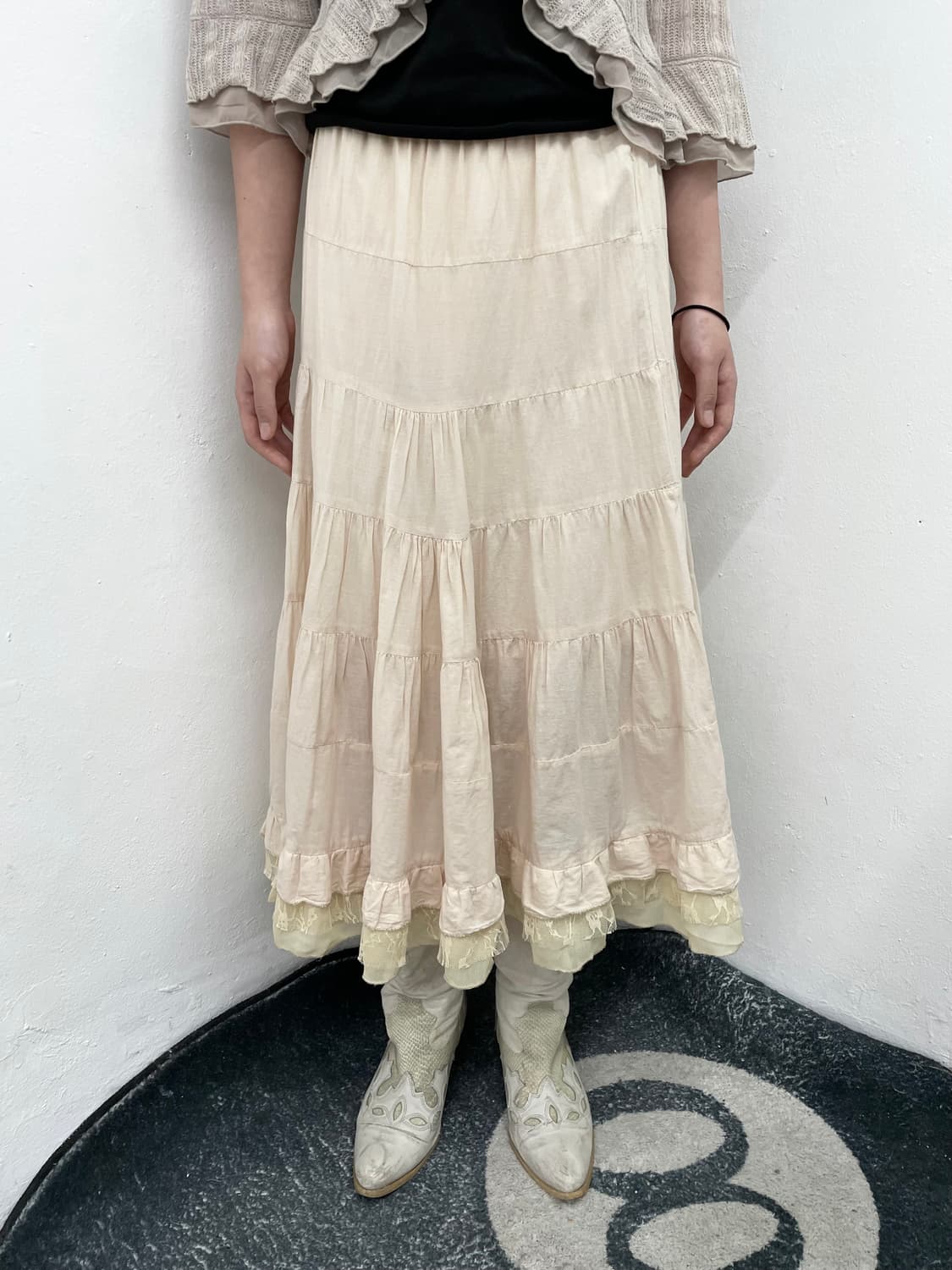 모리 베이지 캉캉 프릴 스커트 상품이미지1