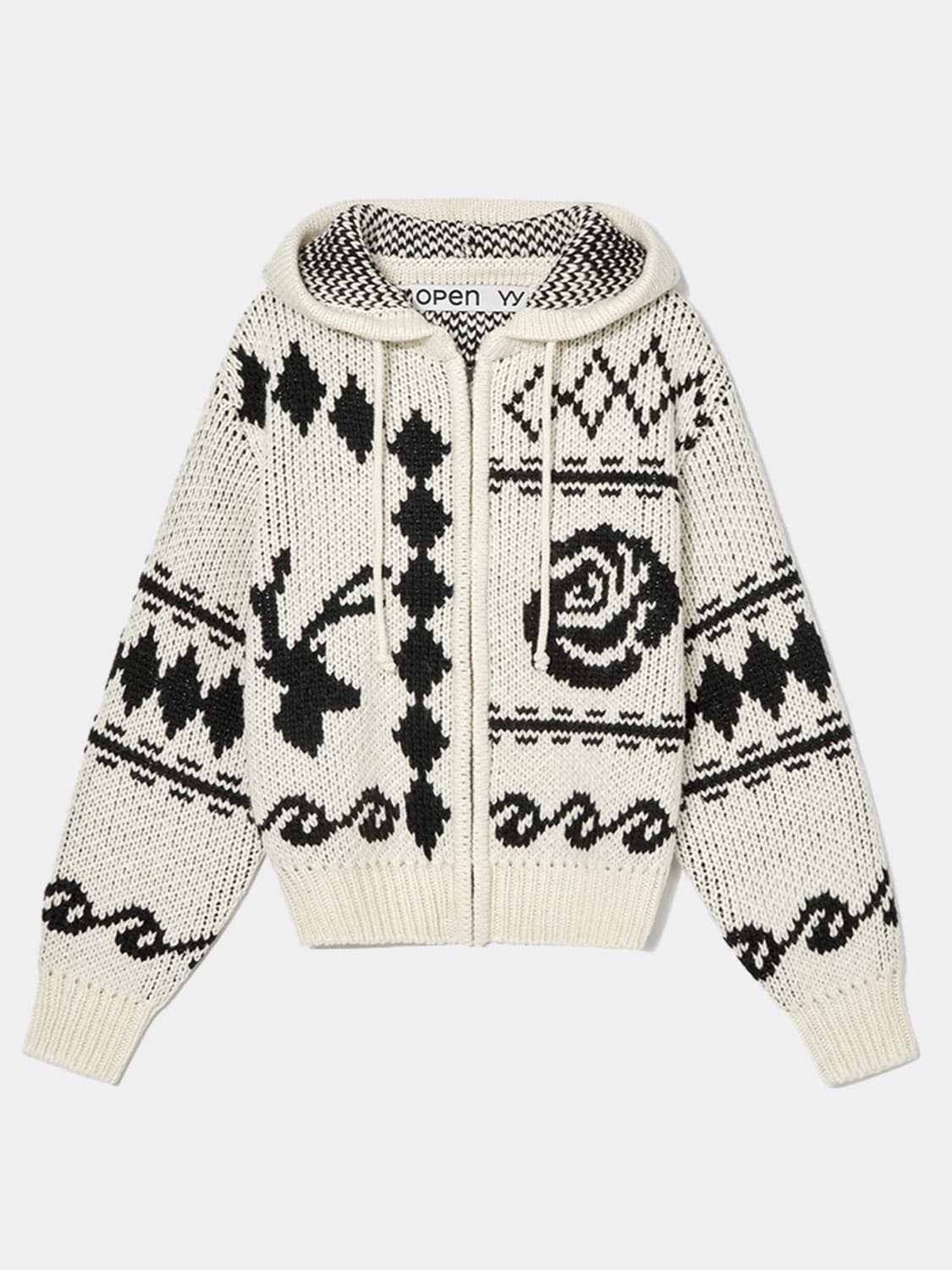 오픈와이와이 자카드 니트 집업 아이보리 1 상품이미지1