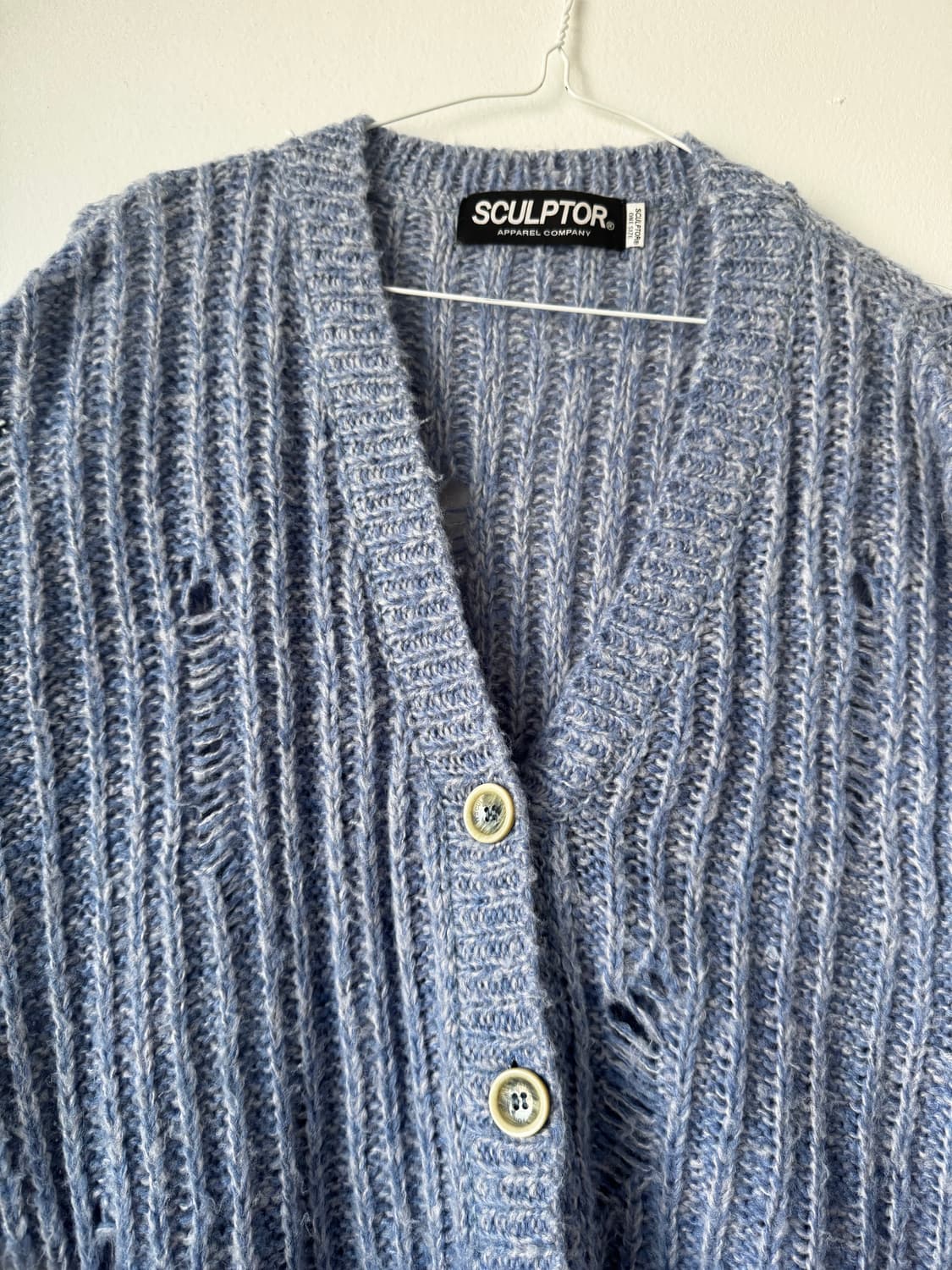 스컬프터 데미지 빈티지 가디건 블루 상품이미지2