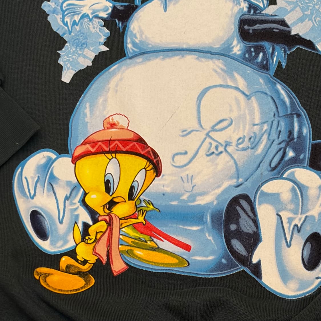  USA 미국 빈티지 루니툰즈 트위티 눈사람 맨투맨 상품이미지5