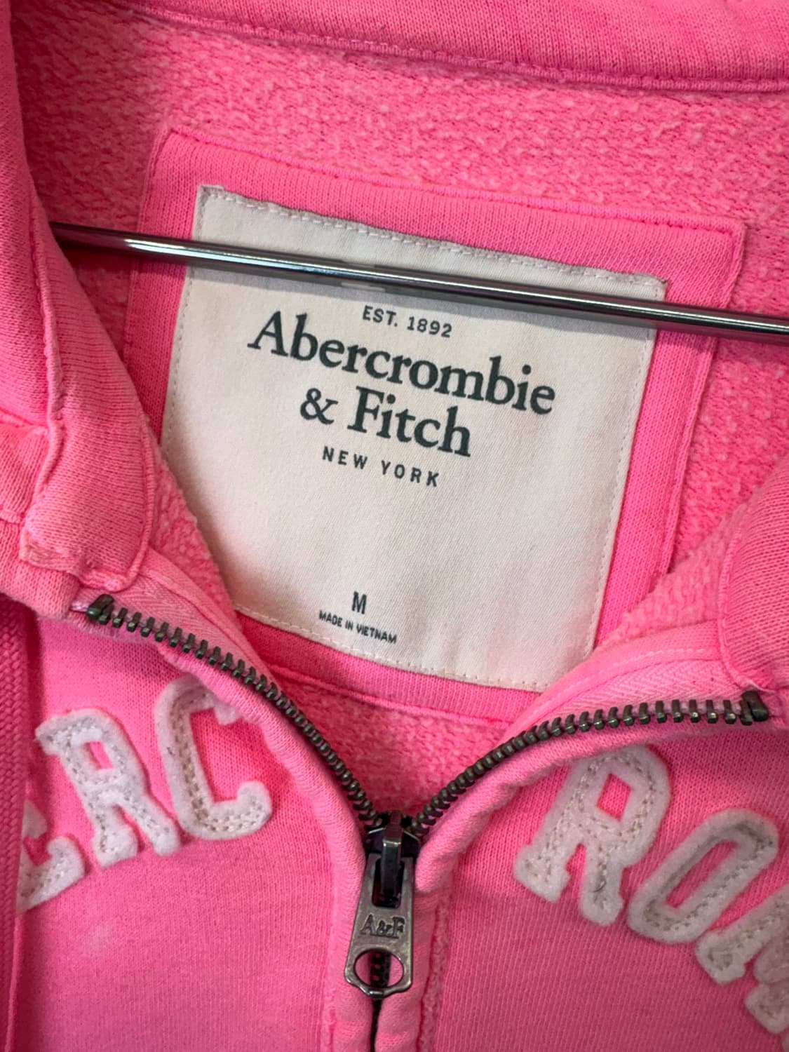 아베크롬비 핫핑크 로고 후드집업 상품이미지5