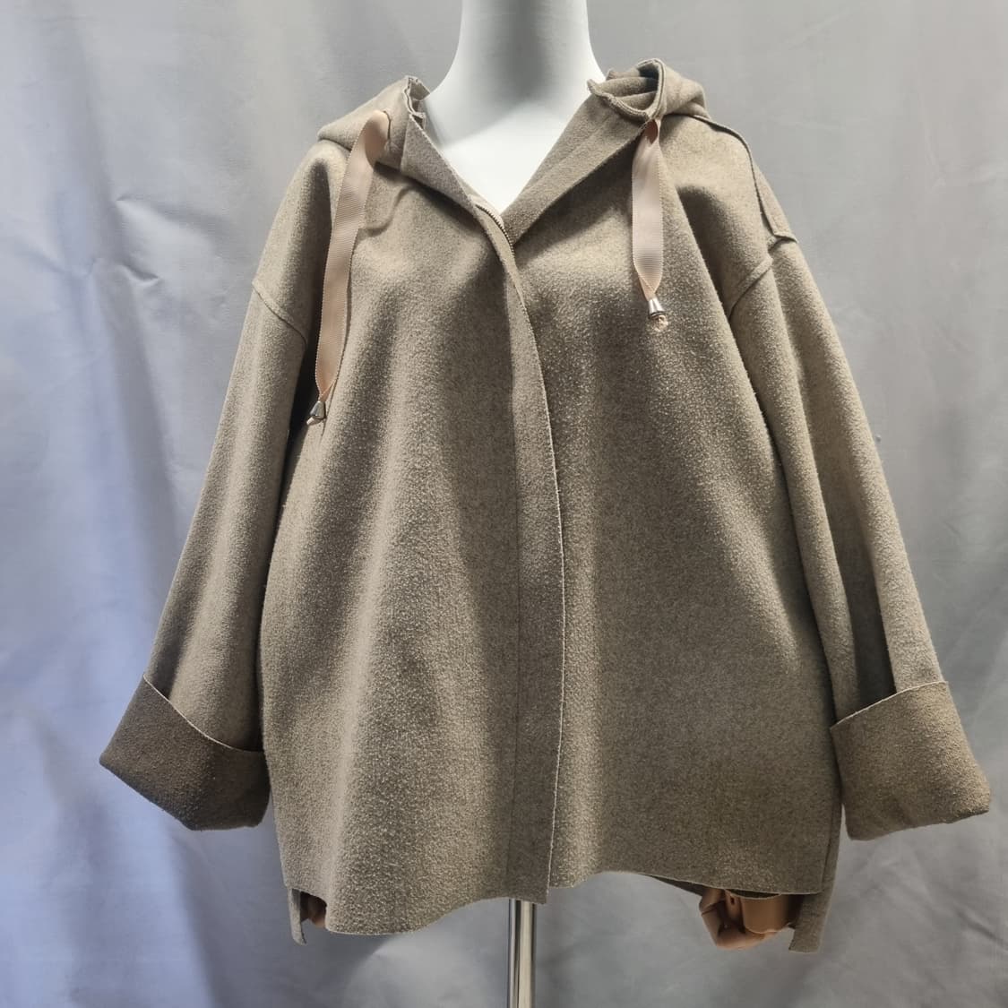 후드 모직 코트 베이지 여성 상품이미지1