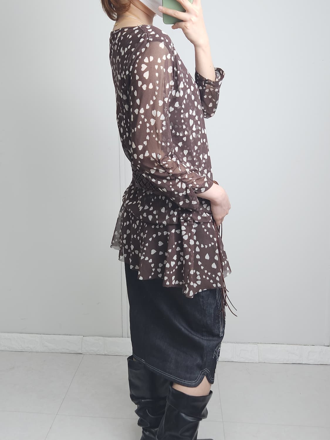 메쉬 하트 롱슬리브 탑 상품이미지3