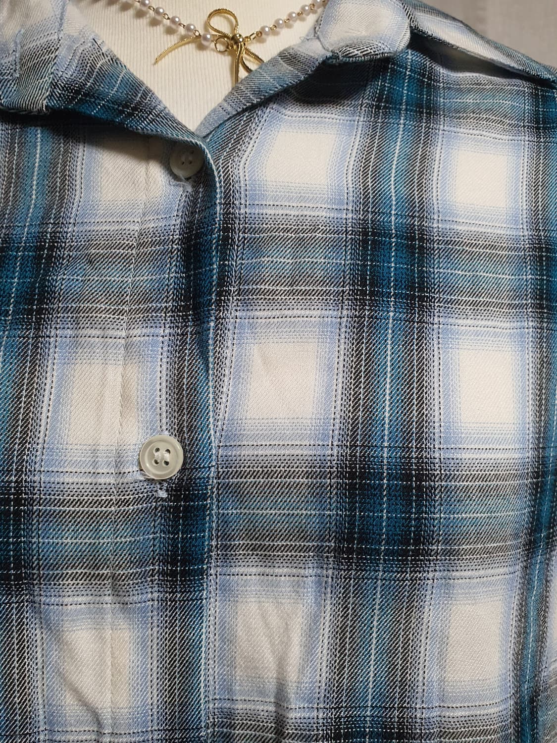 [빈티지] 블루 체크 남방 루즈핏 셔츠 상품이미지2