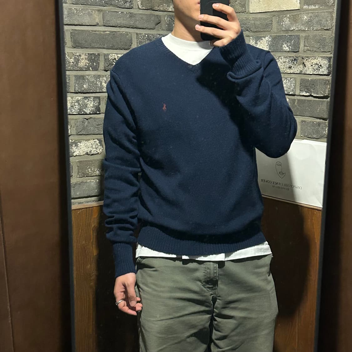 M) 폴로 랄프로렌 램스울 브이넥 니트 네이비 상품이미지8