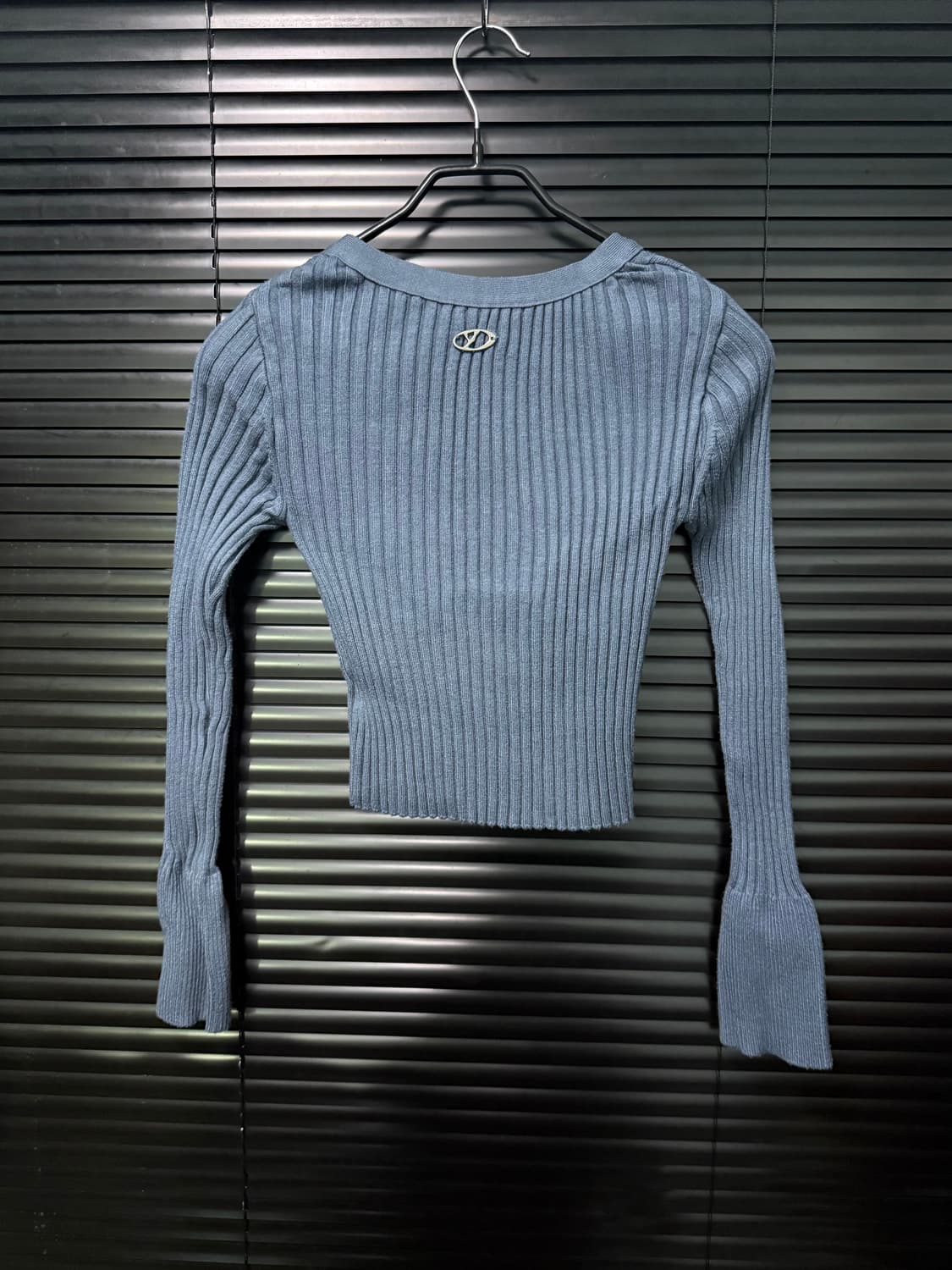 YUSE 유즈 블루 파랑색 하늘색 가디건 카디건 니트 스웨터 골지 크롭  상품이미지8