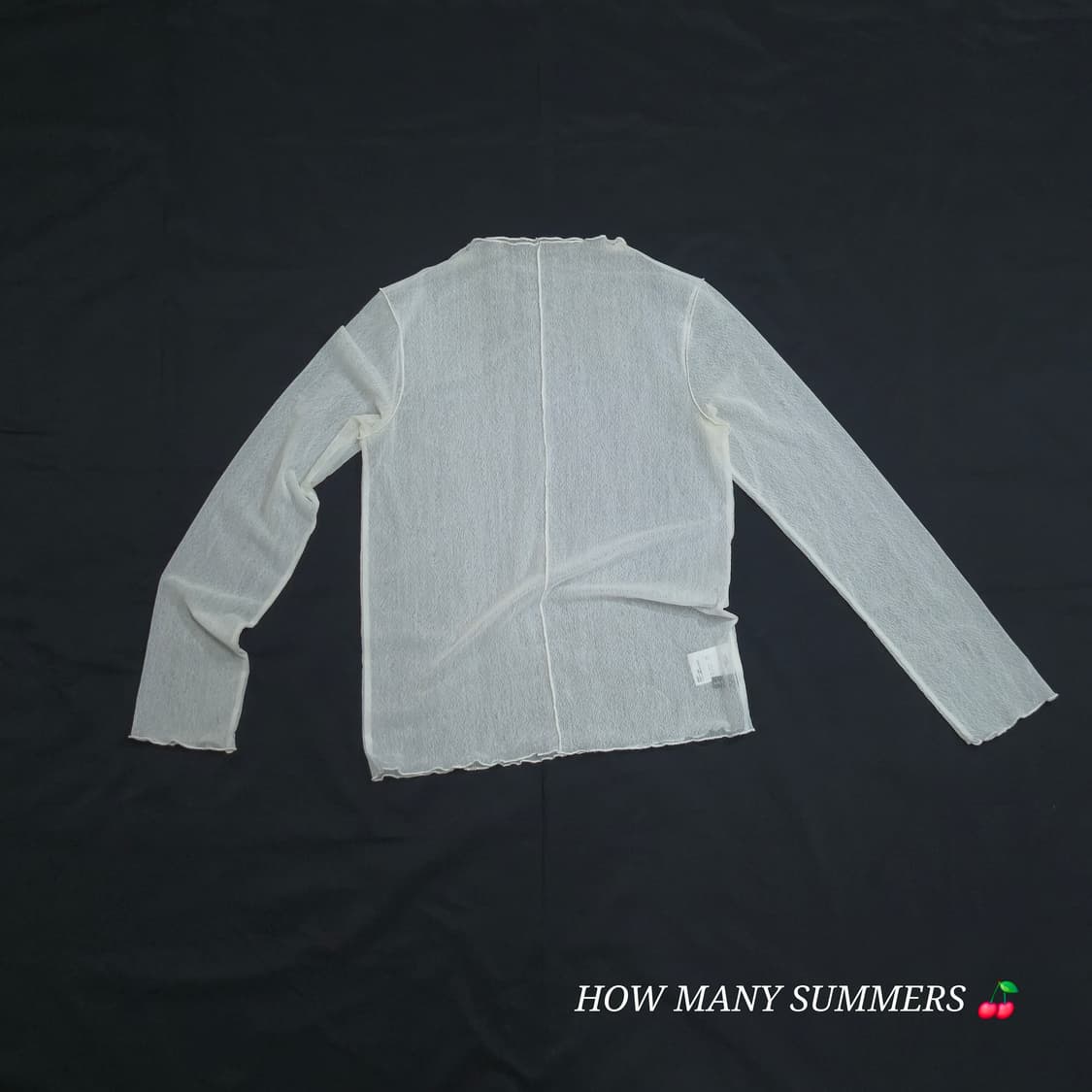 ​Y2K 무드 화이트 메쉬 탑 여리여리한 핏 시스루 레이어드 긴팔 상품이미지1