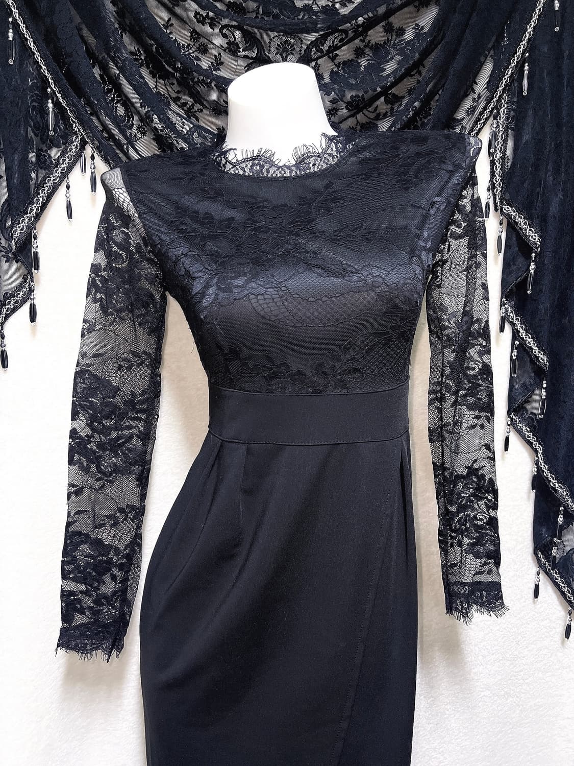 로맨틱고딕 고스로리 펑크 블랙 레이스 시스루 원피스 파티드레스 연말 핀터 상품이미지2